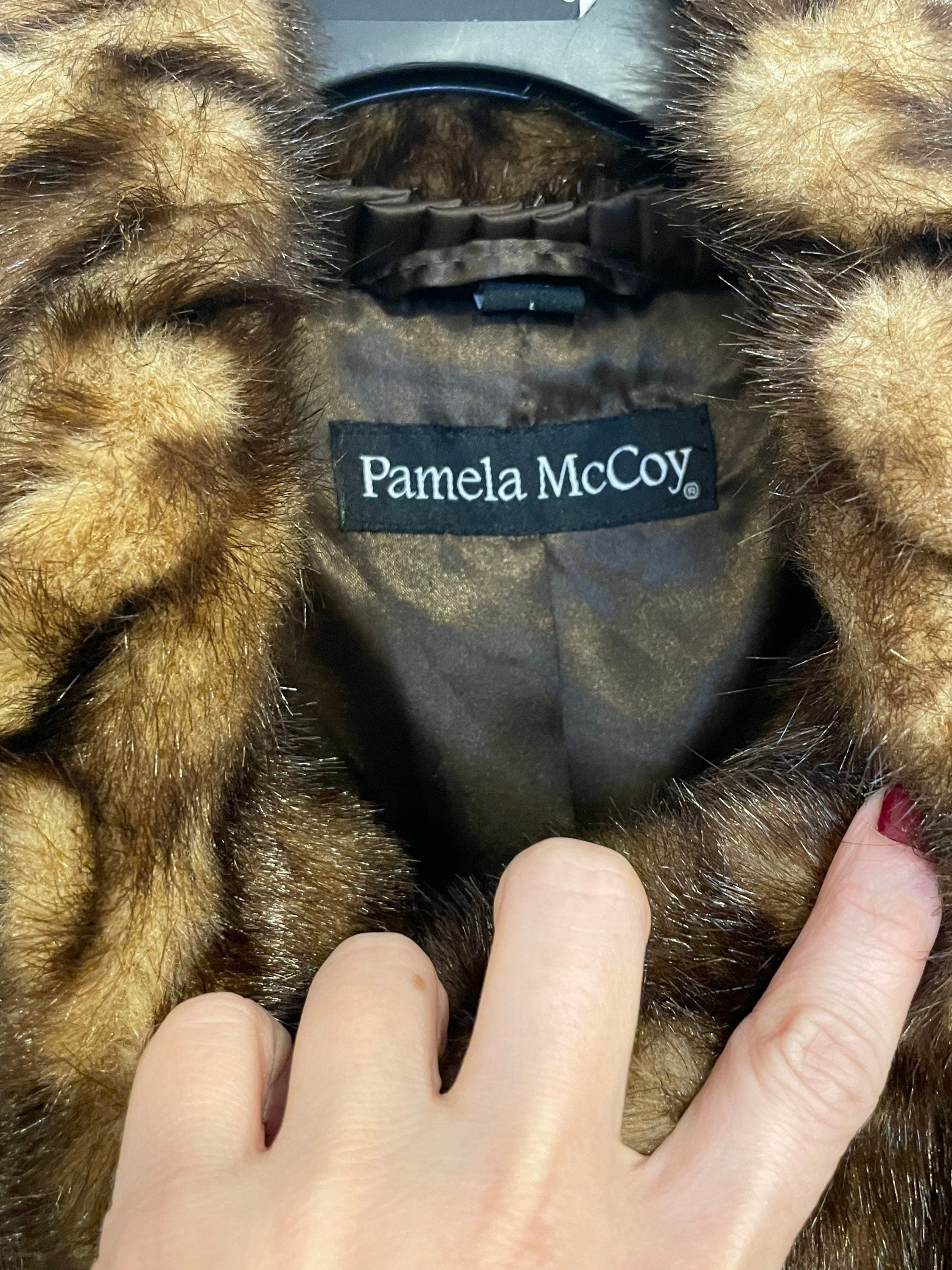 Vintage 90 s Faux Fur Brown Jacket by Pamela McCoy Shop THRILLING