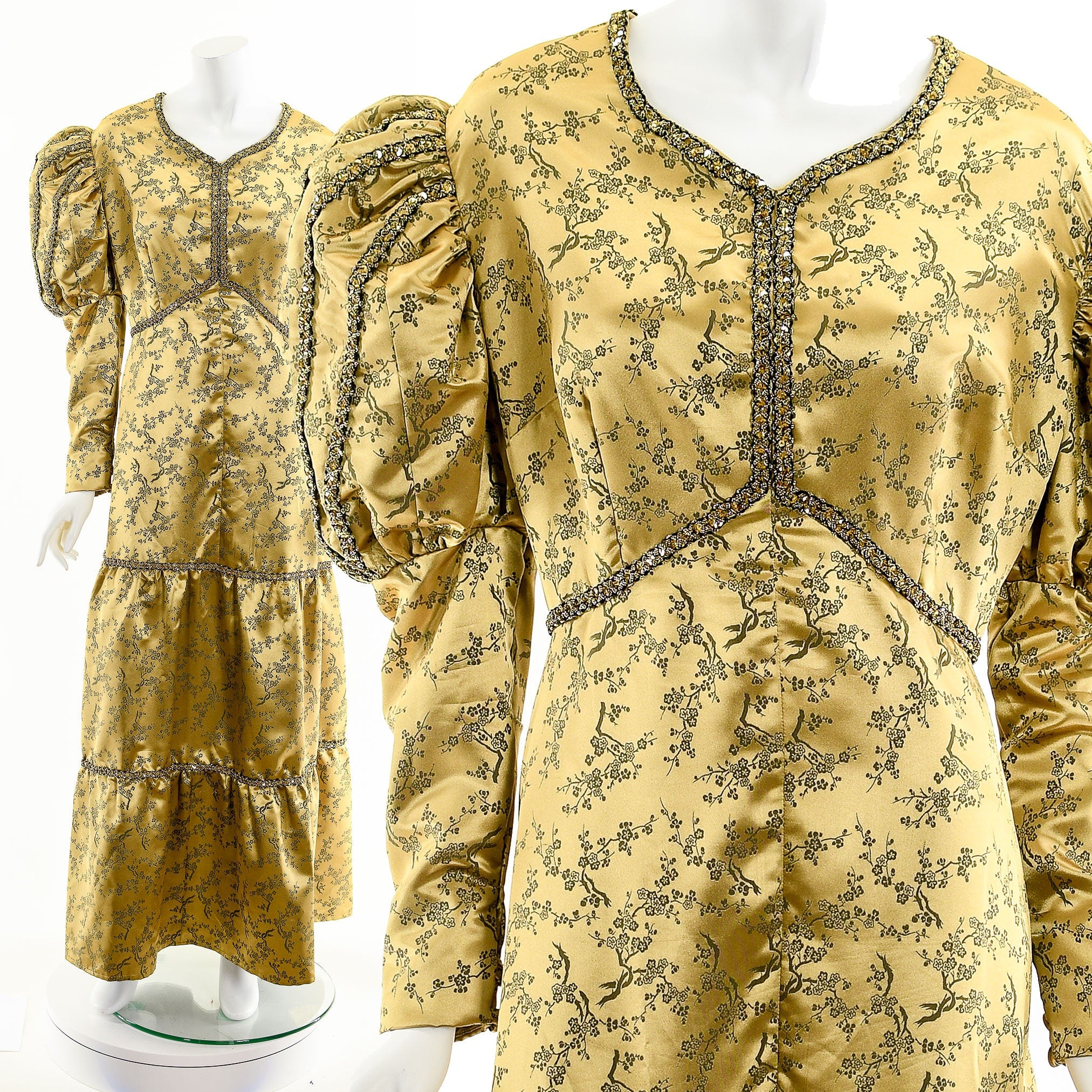 Vintage Satin Victorian Gold Dress | Shop THRILLING