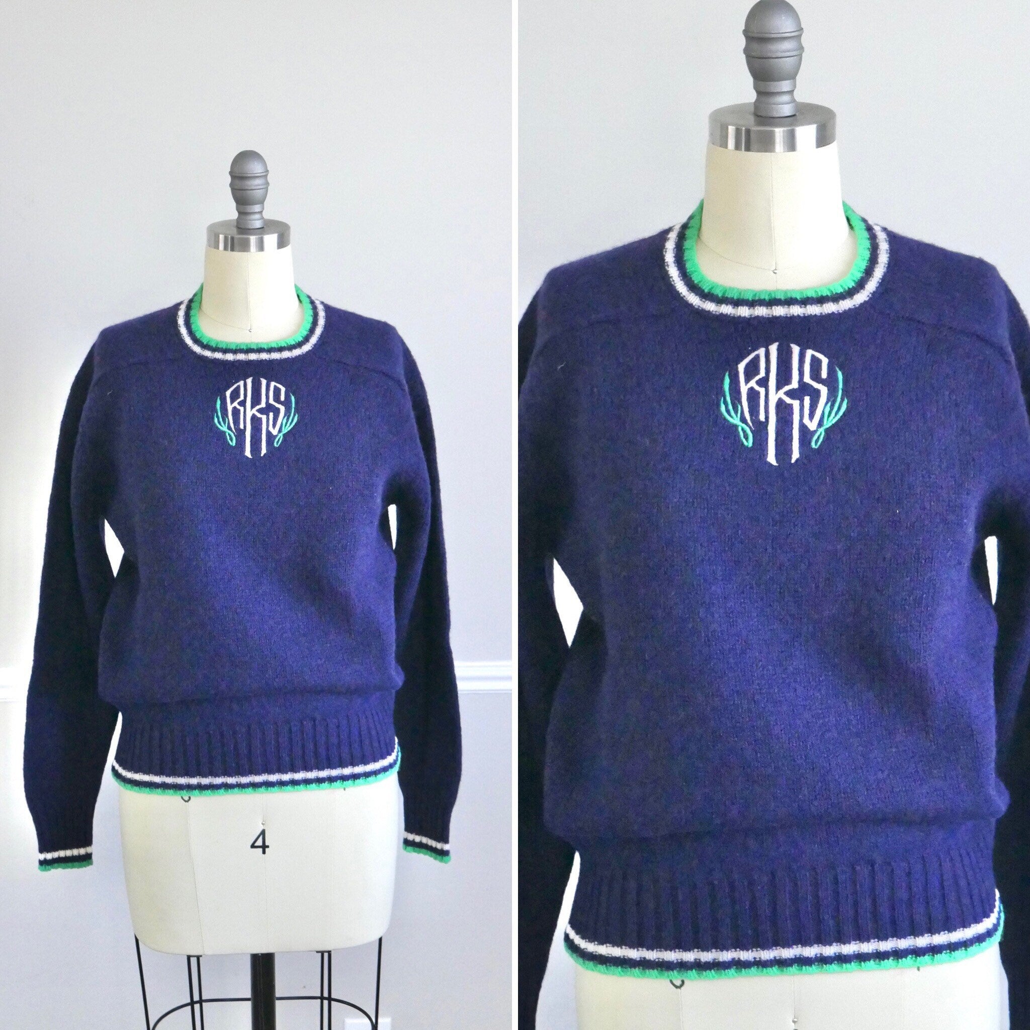 Vintage Style Monogram Turtleneck Pullover - Ready to Wear