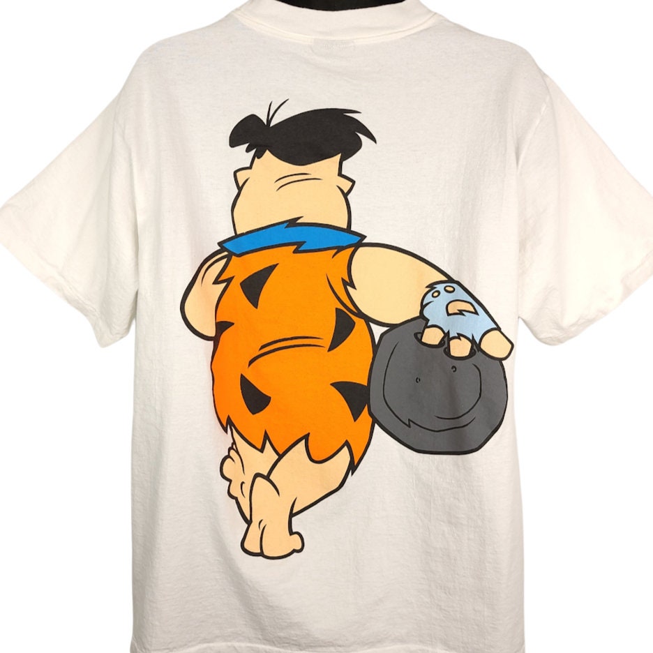 Fred Flintstone Bowling T-Shirt Vintage Hanna Barb Shop 90s THRILLING Flintstones | The