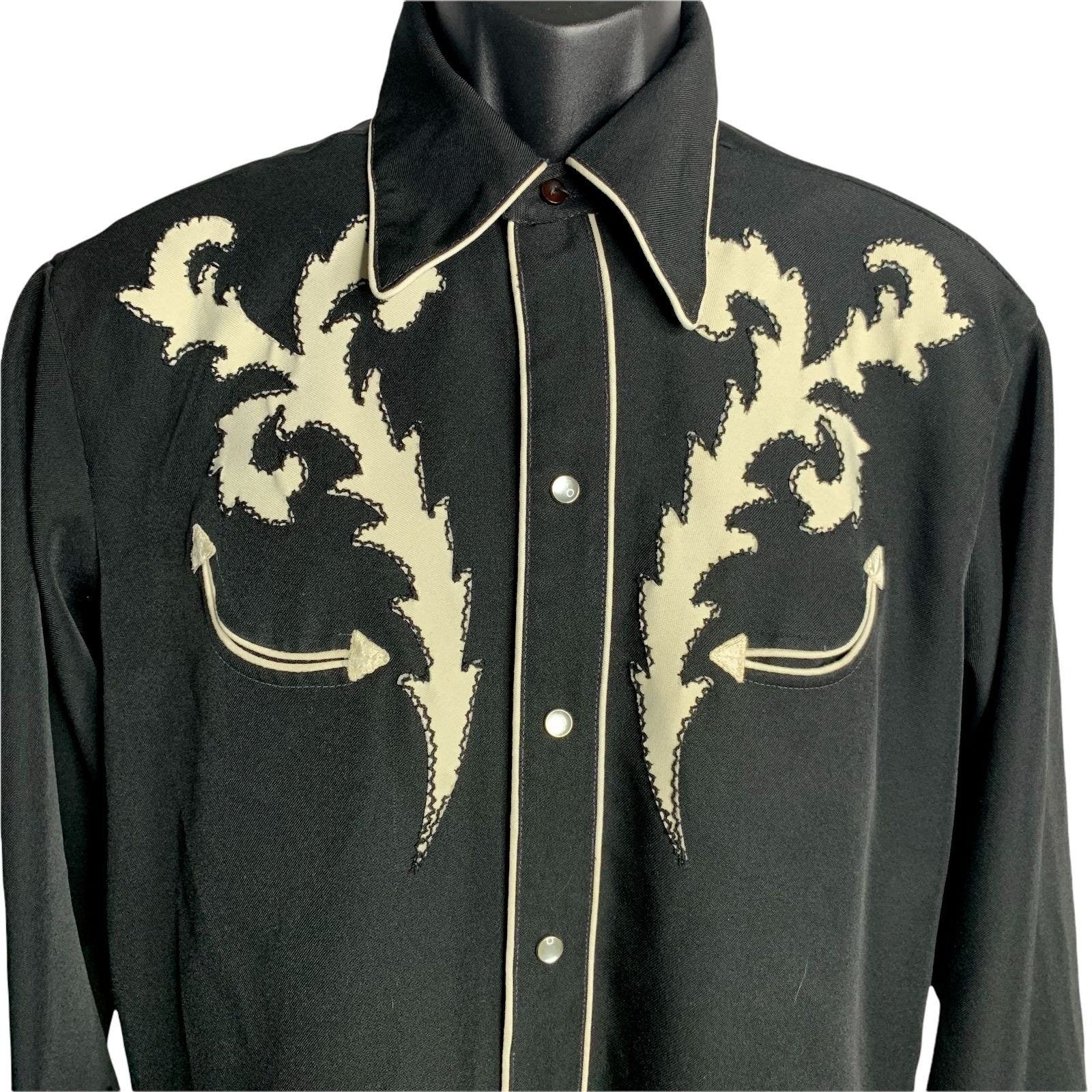 Vintage 50s H Bar C California Ranchwear Western Shirt L Black