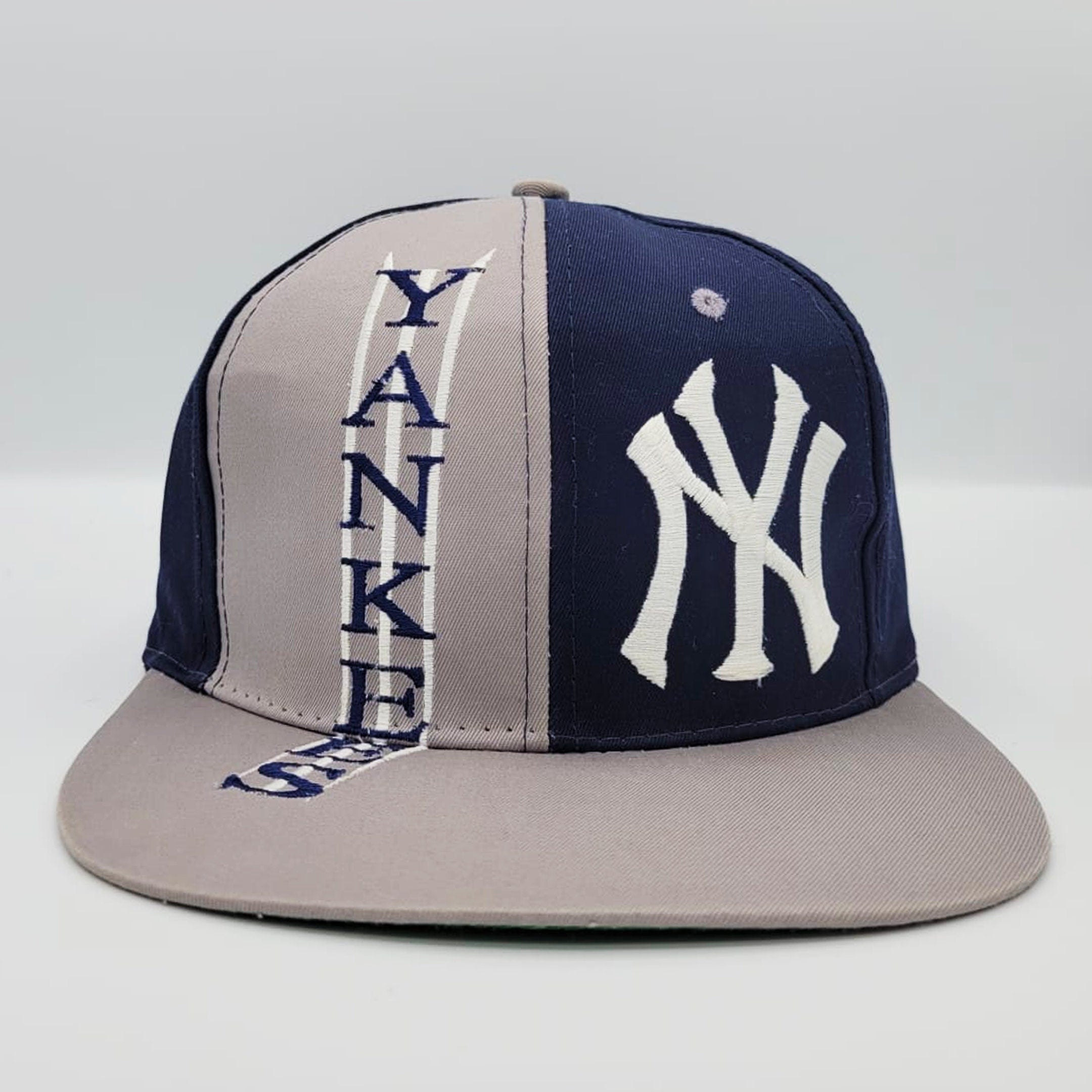 Vintage New York Yankees 90s Drew Pearson Snapback Hat Mlb Gray