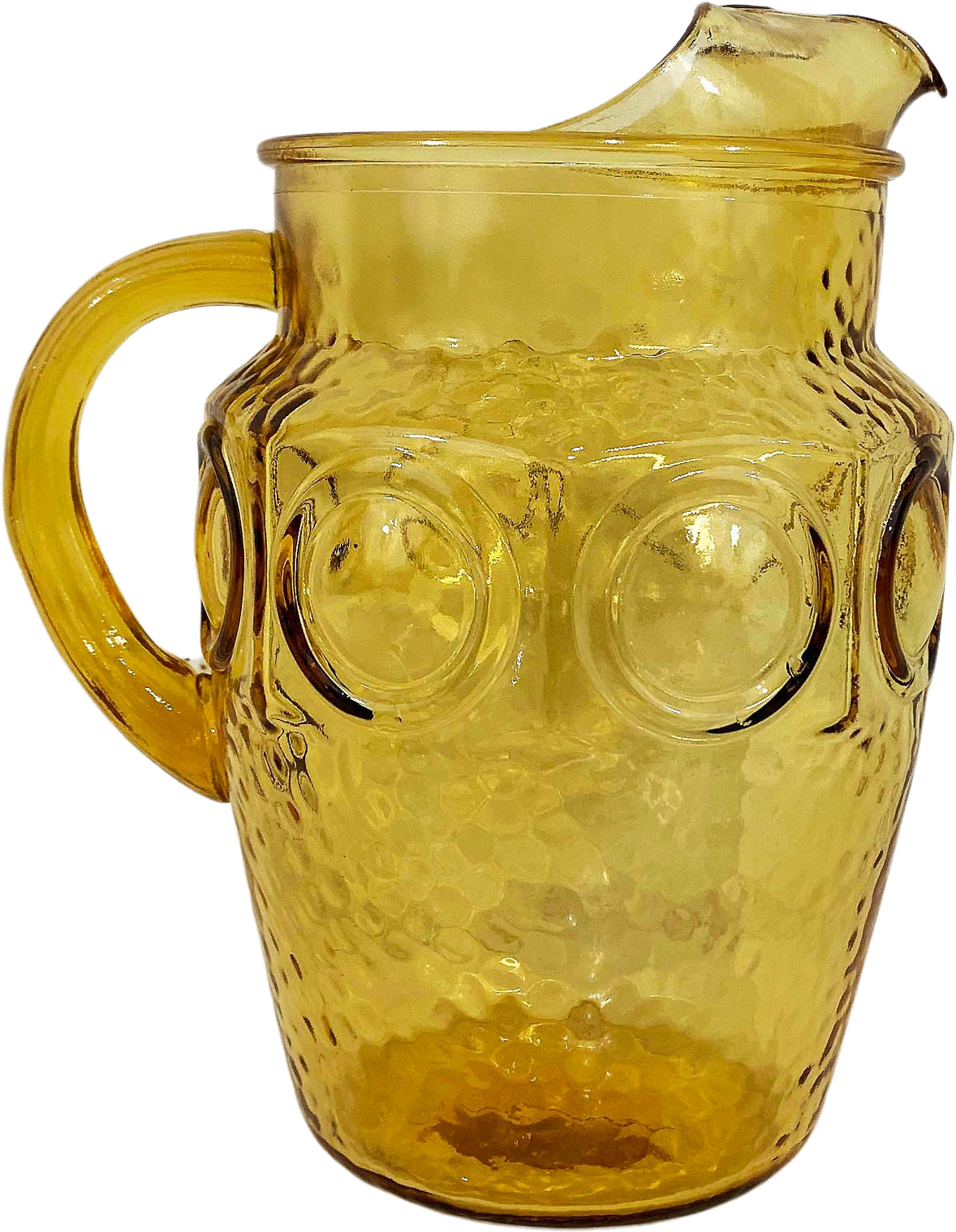 Vintage Federal Glass Juice Pitcher Carafe Set Yellow Floral