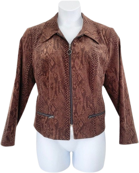 Vintage Lord and Taylor The American Woman Zip Up Snakeskin Jacket Plus  Size S