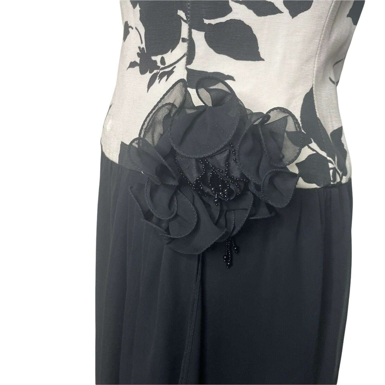 Vintage A. J. Bari Lord and Taylor Cocktail Dress Black White Floral 8