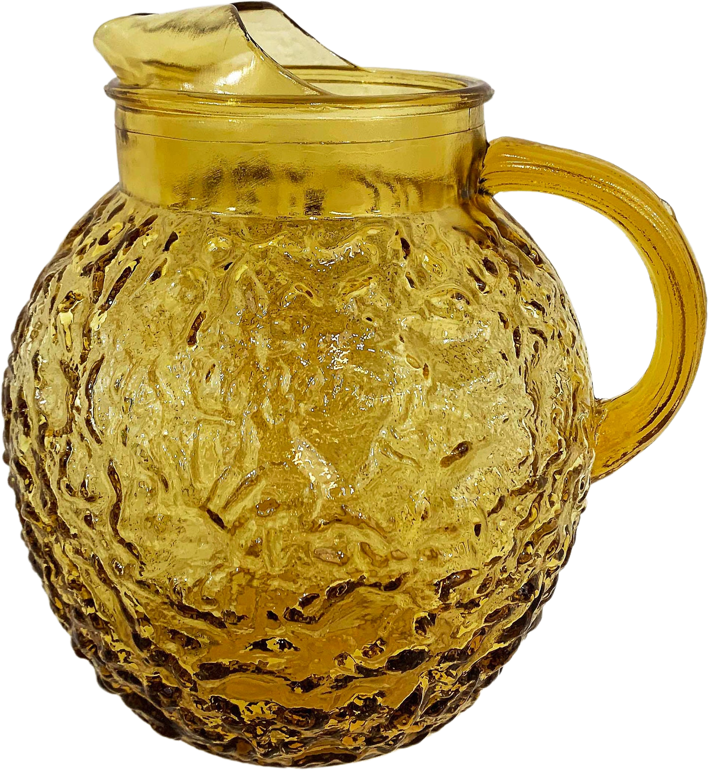 Vintage 70s Retro Yellow Glass Juice Pitcher Jar Decanter yellow