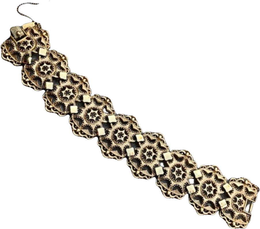 EXQUISITE Vintage Monet Taboret Bracelet Midcentury 1960s Book Piece online Runway Couture Chain Link Byzantine Etruscan Statement Jewelry