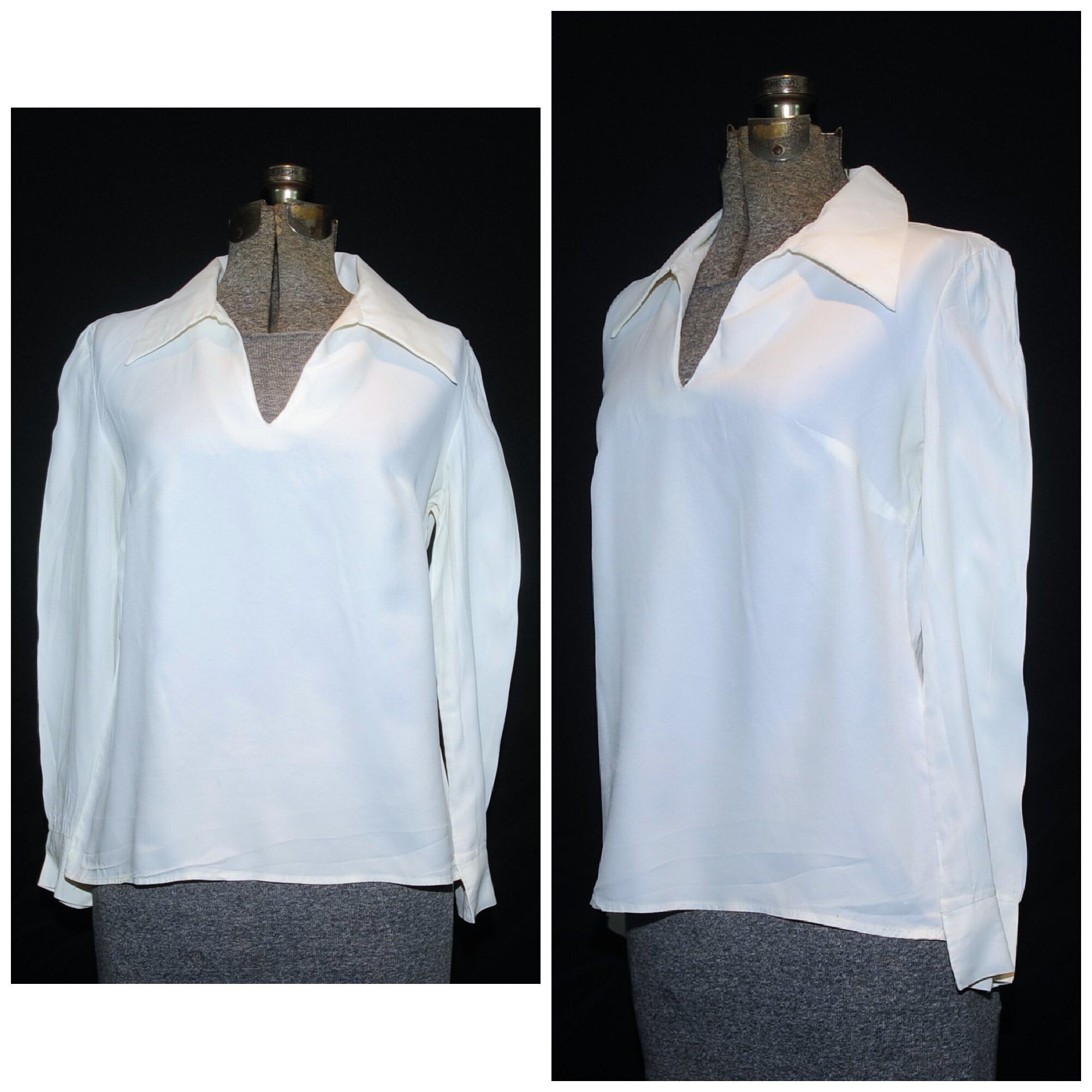 Vintage Slinky Double Breasted Shawl Collar Blouse