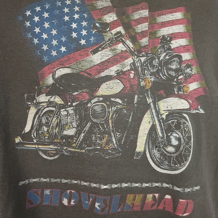 Harley Davidson Engine T-Shirt Vintage 90s Shovelhead Cut Off