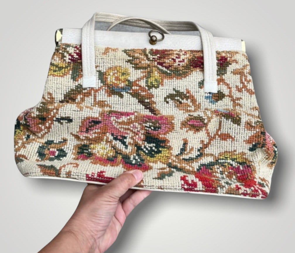 Vintage 1960s Verdi Floral Pattern Tapestry Bag