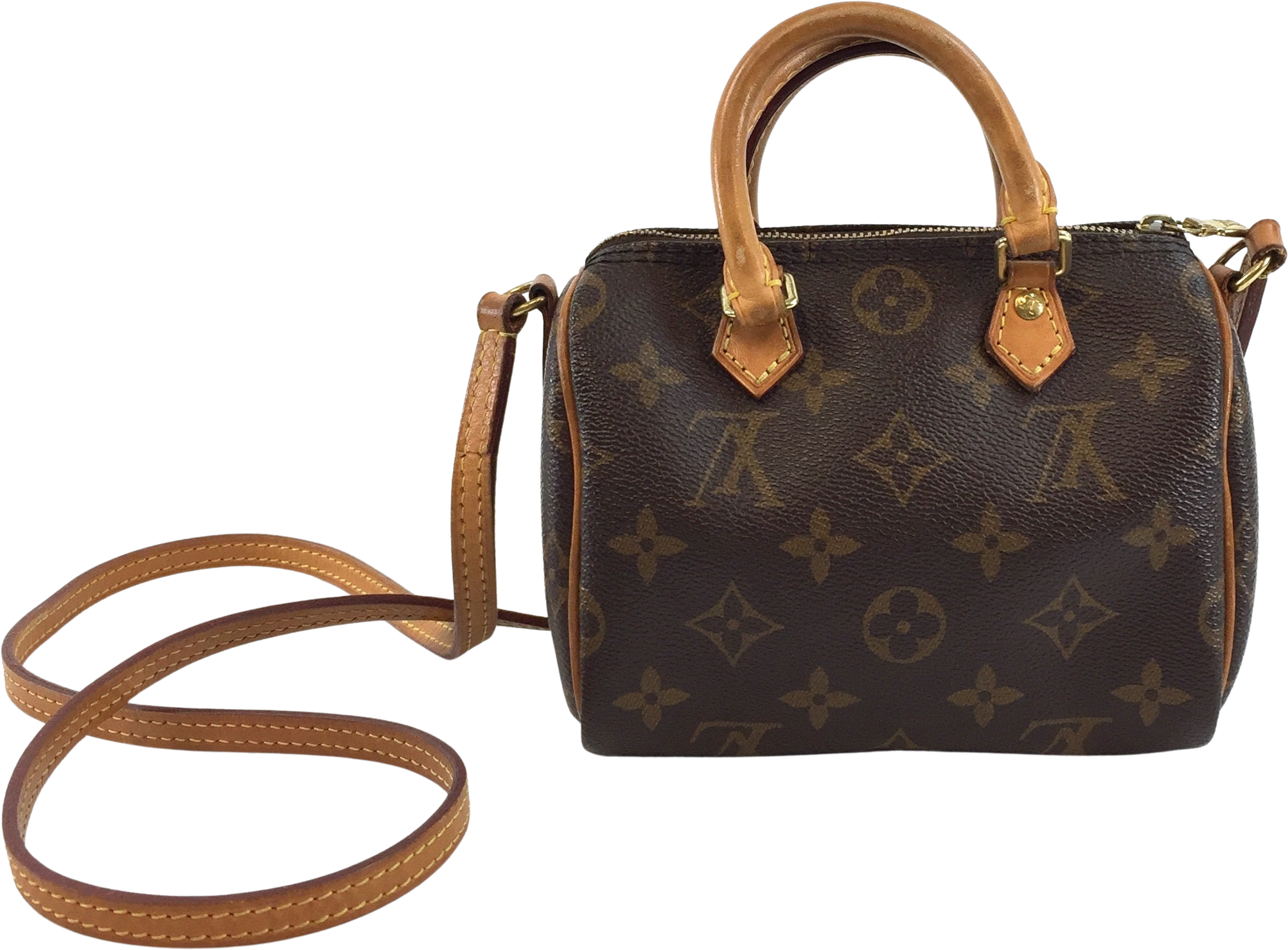 Louis Vuitton Speedy Nano Hl with Strap Bandouliere Mini Tiny 872913 Brown  Coated Canvas Shoulder Bag, Louis Vuitton