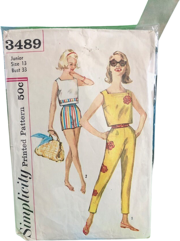 Original 1960s Vintage Pattern For Tight Cigarette Pants, Bermudas