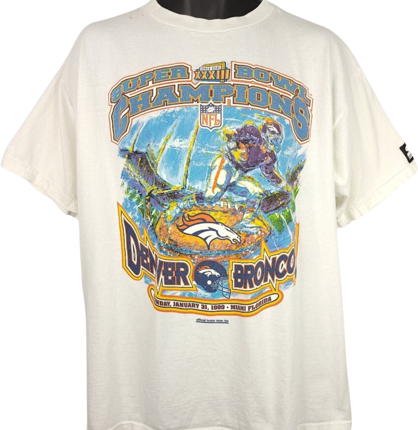 Vintage 80s Champion Denver Broncos T-shirt Mens L NFL Football 50