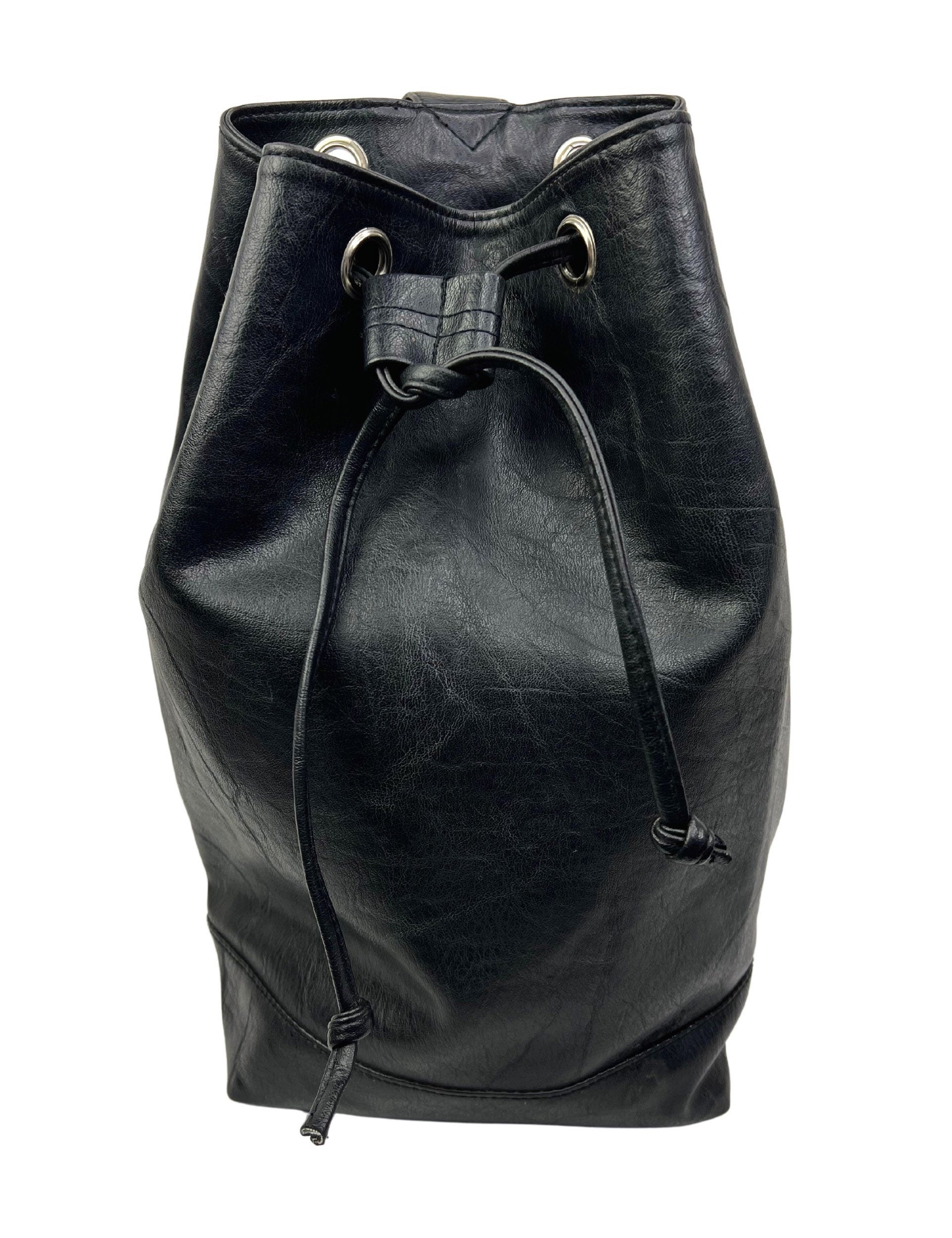 Vintage 90s Black Faux Leather One Shoulder Crossbody Purse by Excel