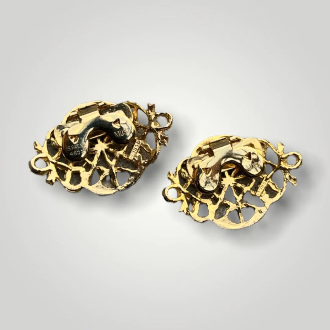 Vintage Musi Gold Filigree Shoe Clips 50s 60s Victorian Edwardian