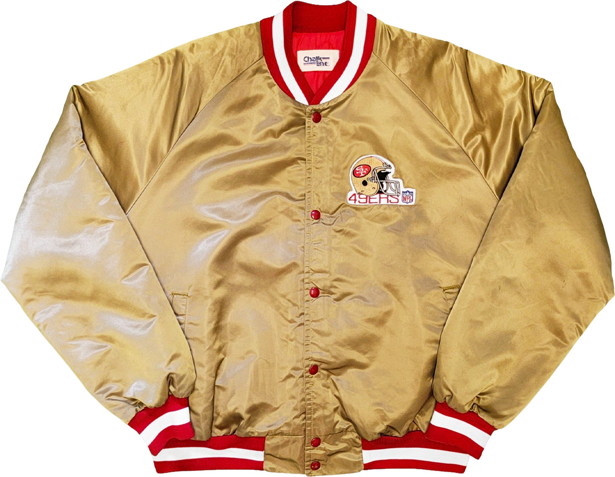 Vintage San Francisco 49ers 80s Chalk Line Satin Bomber Jacket