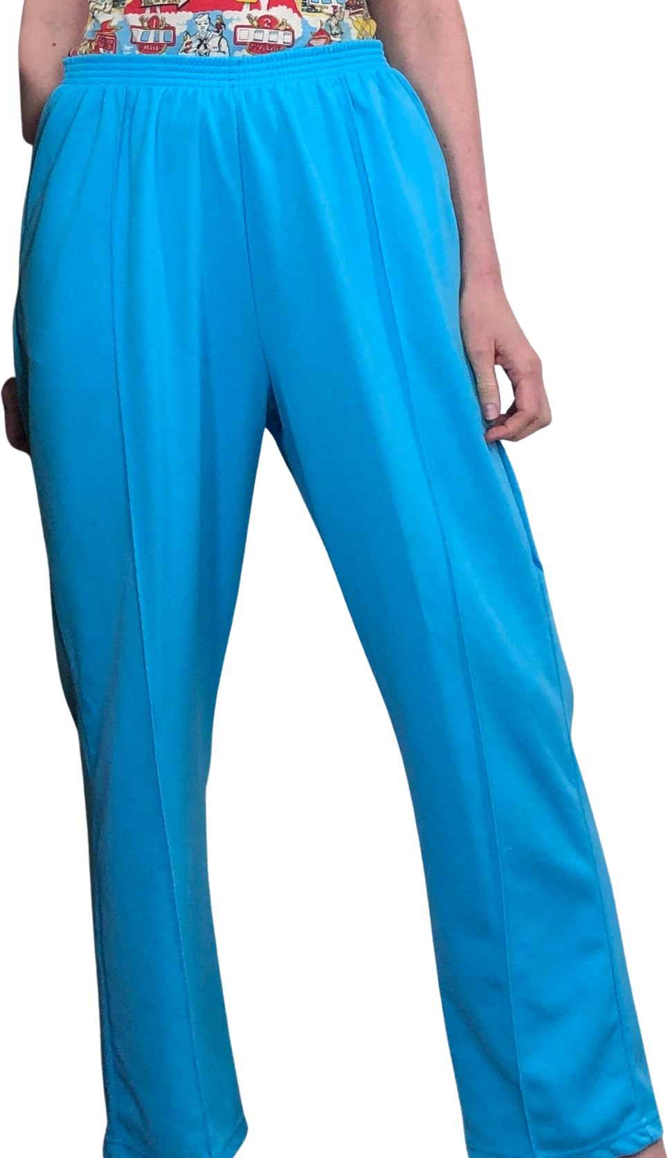 Vintage Bright Turquoise Double Knit Polyester Pants with Elastic Wais |  Shop THRILLING