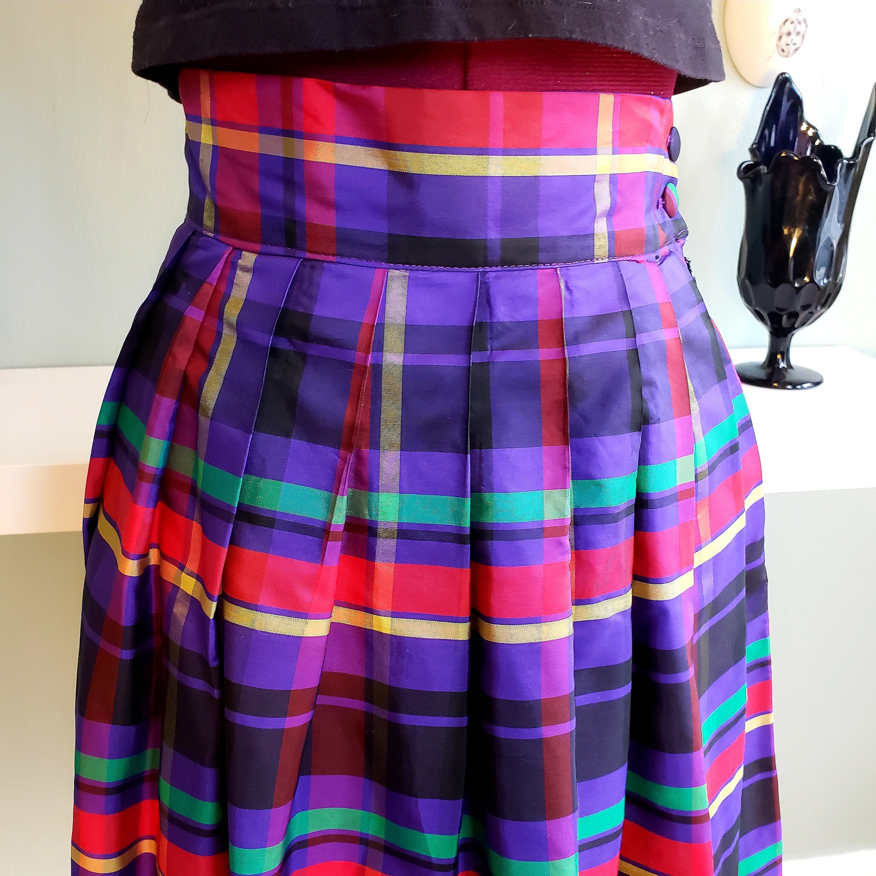 90s Blue Plaid Mini Skirt main image 1