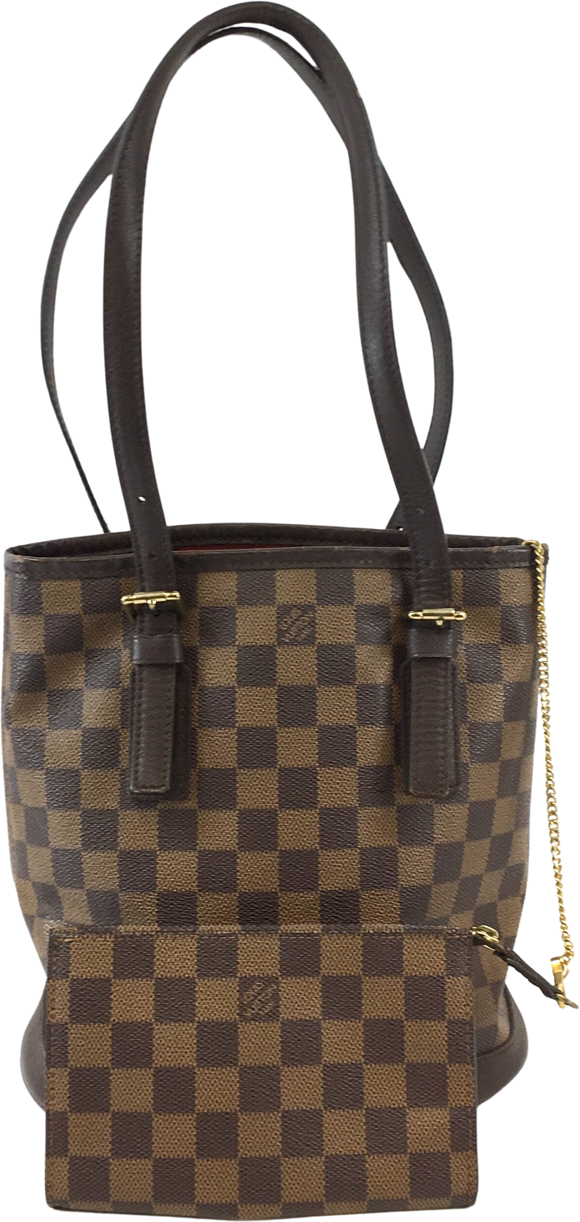 Brown Louis Vuitton Damier Ebene Marais Bucket Bag