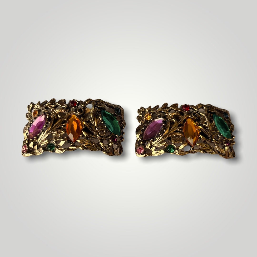 Striking Vintage Musi Gold Filigree Shoe Clips 50s 60s by Musi Shop