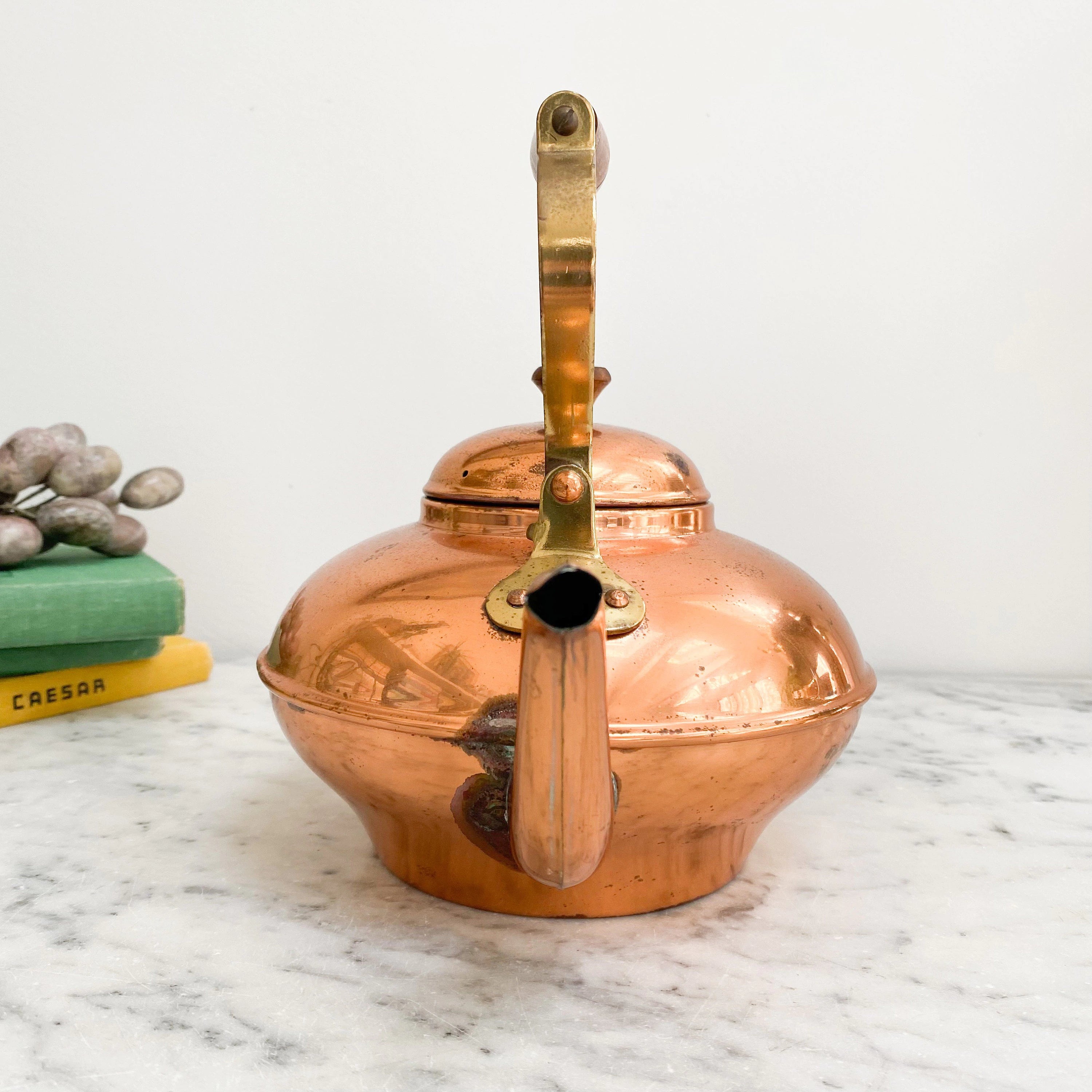 Vintage Copper Teapot with Wood Handle Shop THRILLING