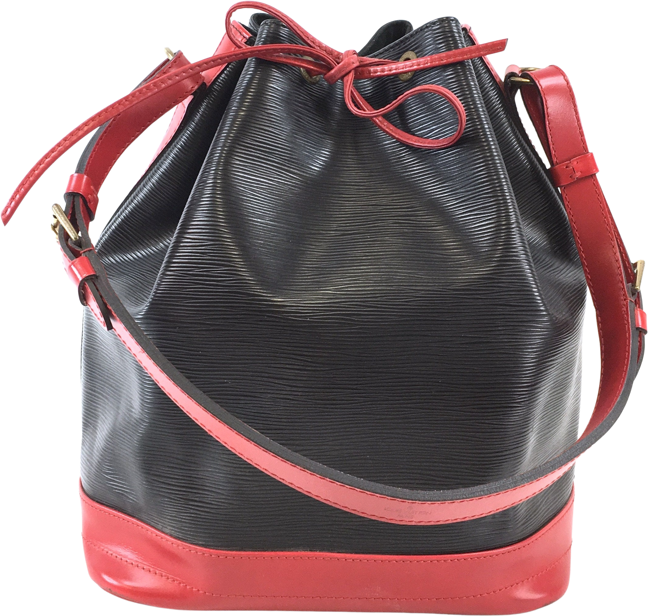 LOUIS VUITTON Black Red Epi Leather Large Noe Bag