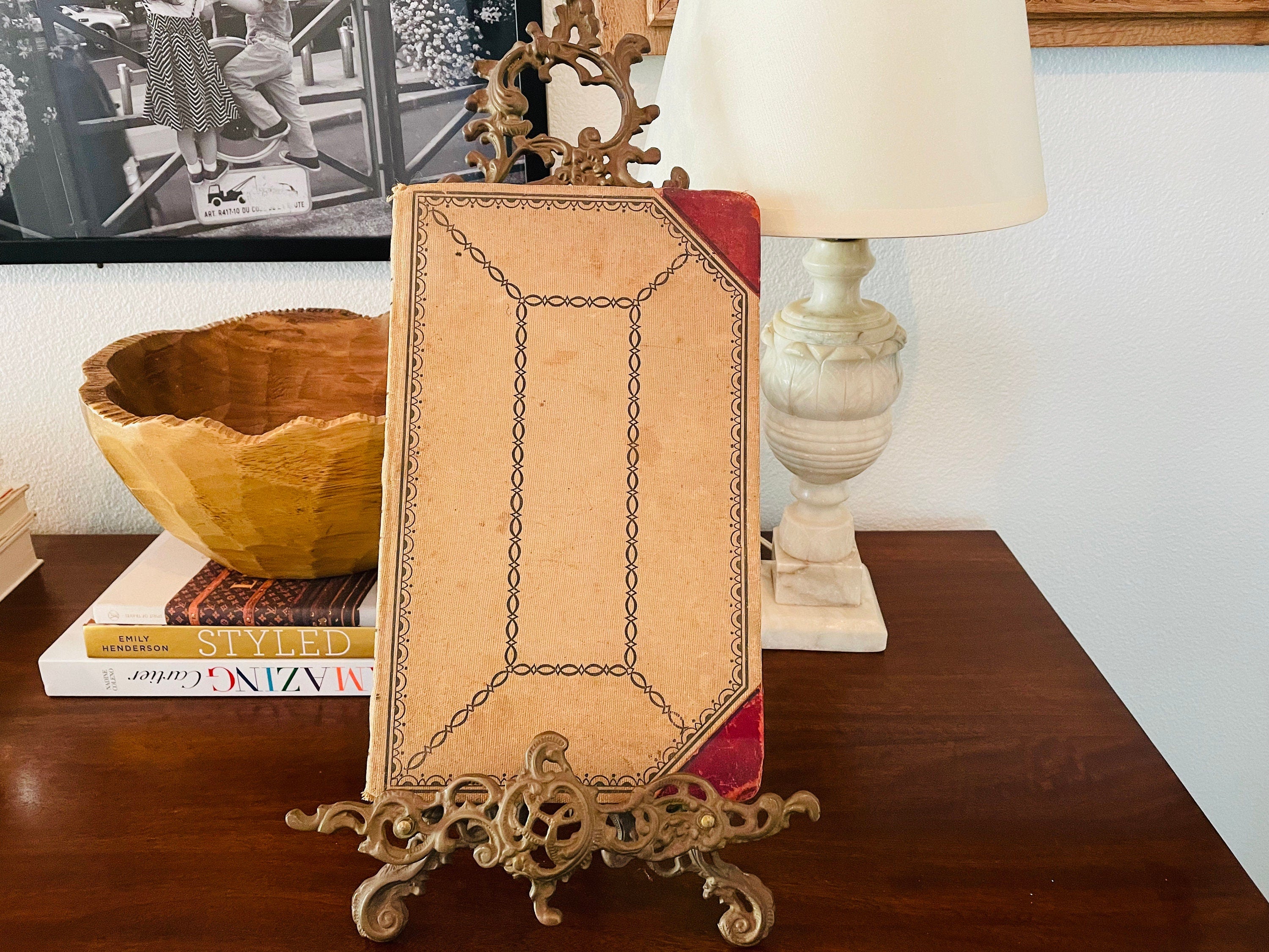 Extra Large Photo Easel Solid Brass--Ornate Brass Art Easel