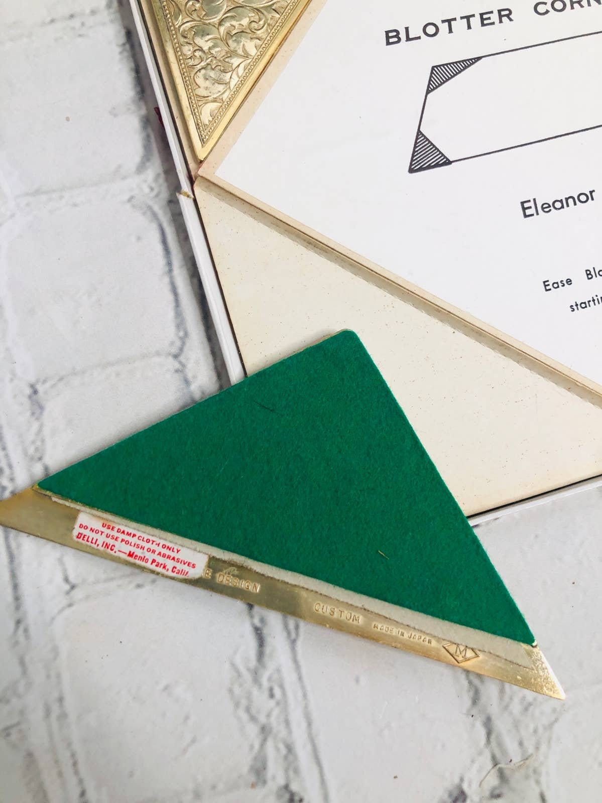 Desk Blotter Corners Eleanor Claire Gold Vintage by Eleanor Claire