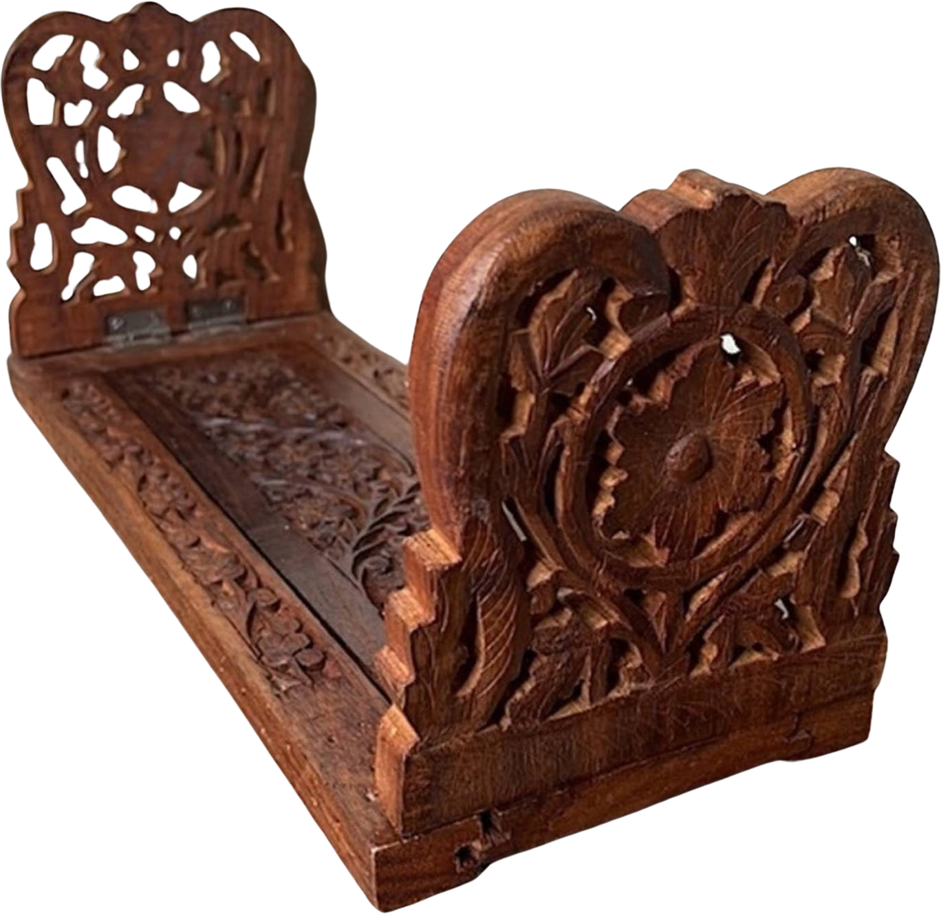 Vintage Brown Hand Carved Teak Wood Book Holder Shop THRILLING