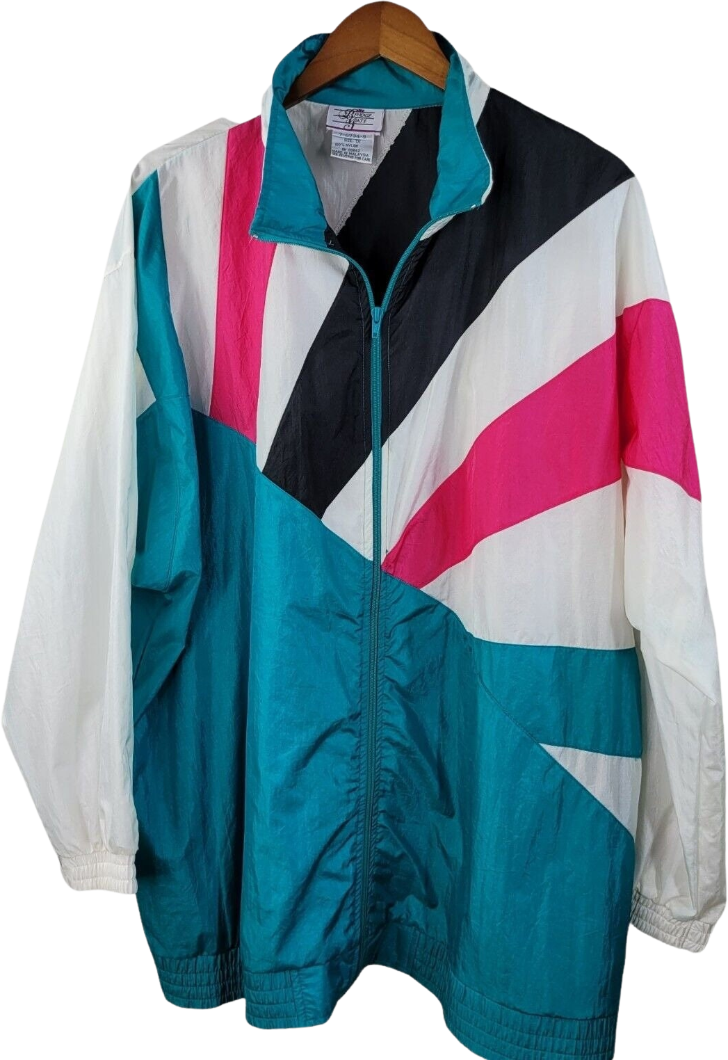 Vintage 90s Windbreaker Track Jacket Plus Size Geometric