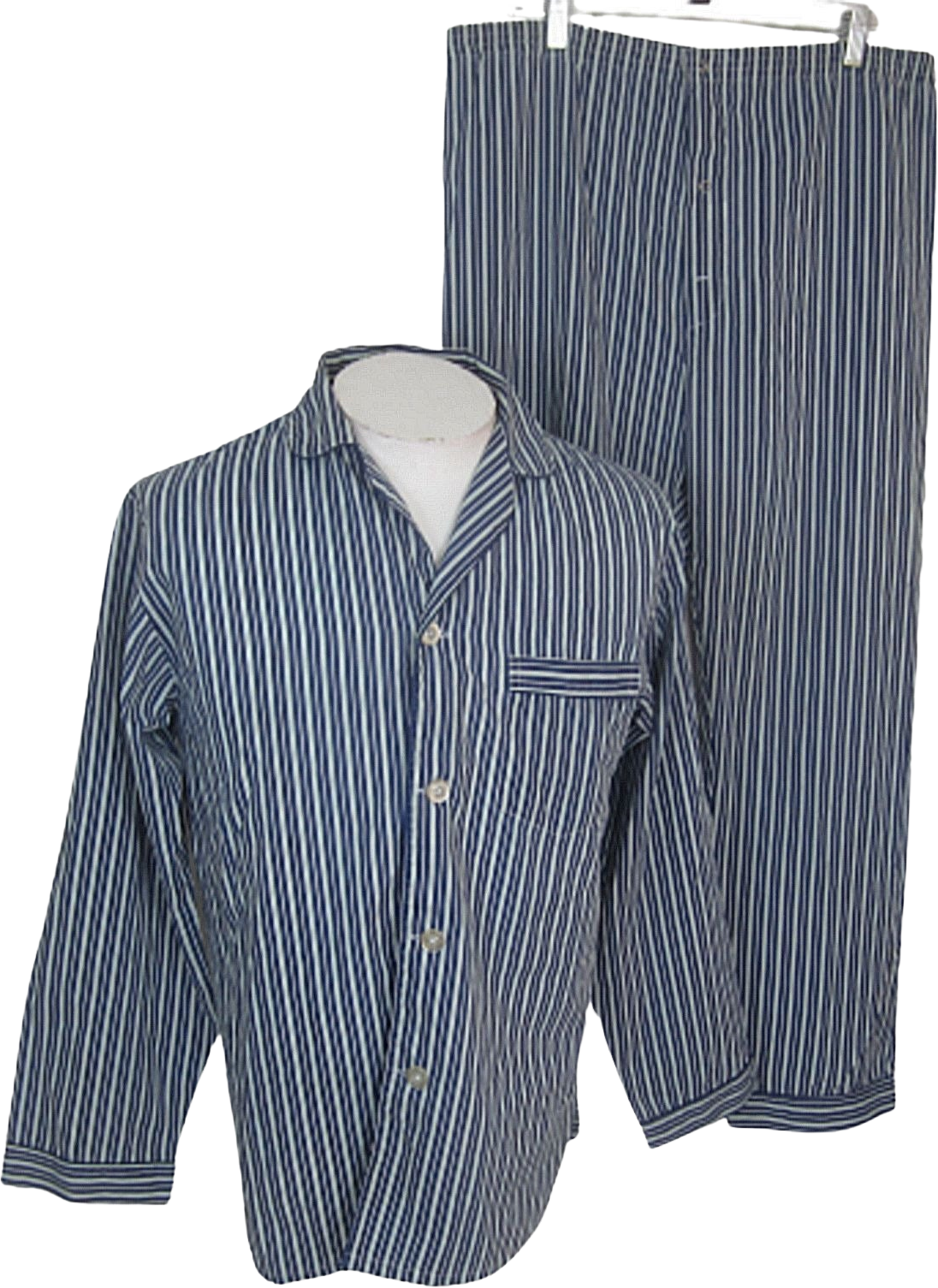 Vintage Manhattan Men's Pajama Set Small Stripe Blue Green 60s