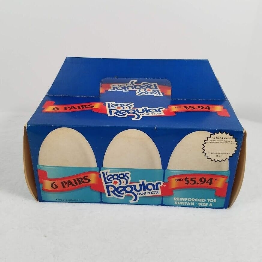 Vintage 3 Pair Leggs Regular Sheer Toe Panty Hose Suntan 80s Eggs
