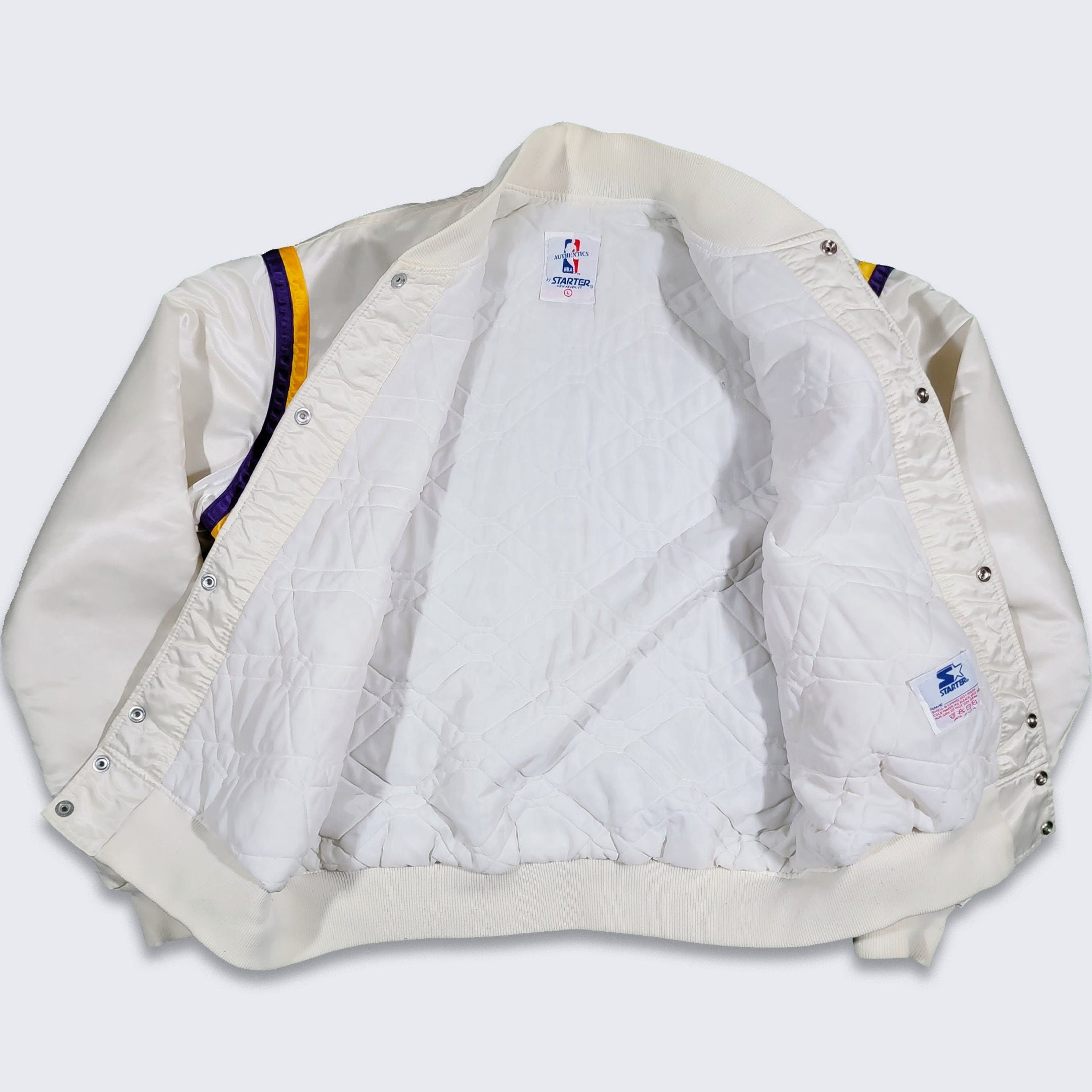 Starter Los Angels Lakers Reversible Vintage Satin Bomber Jacket Mens M Used