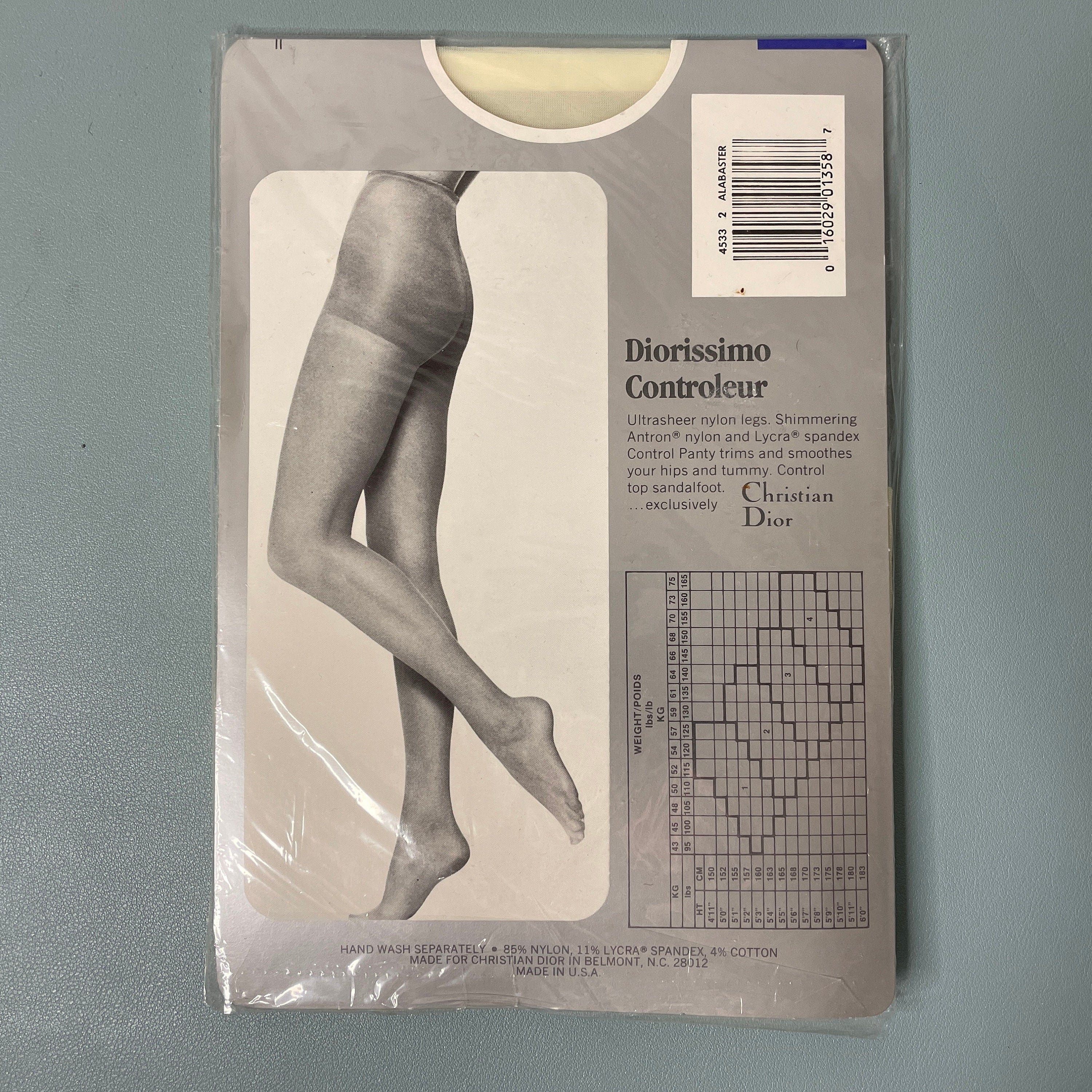 Vintage 80s Deadstock White Ultra Sheer Control Top Pantyhose by Christian  Dio