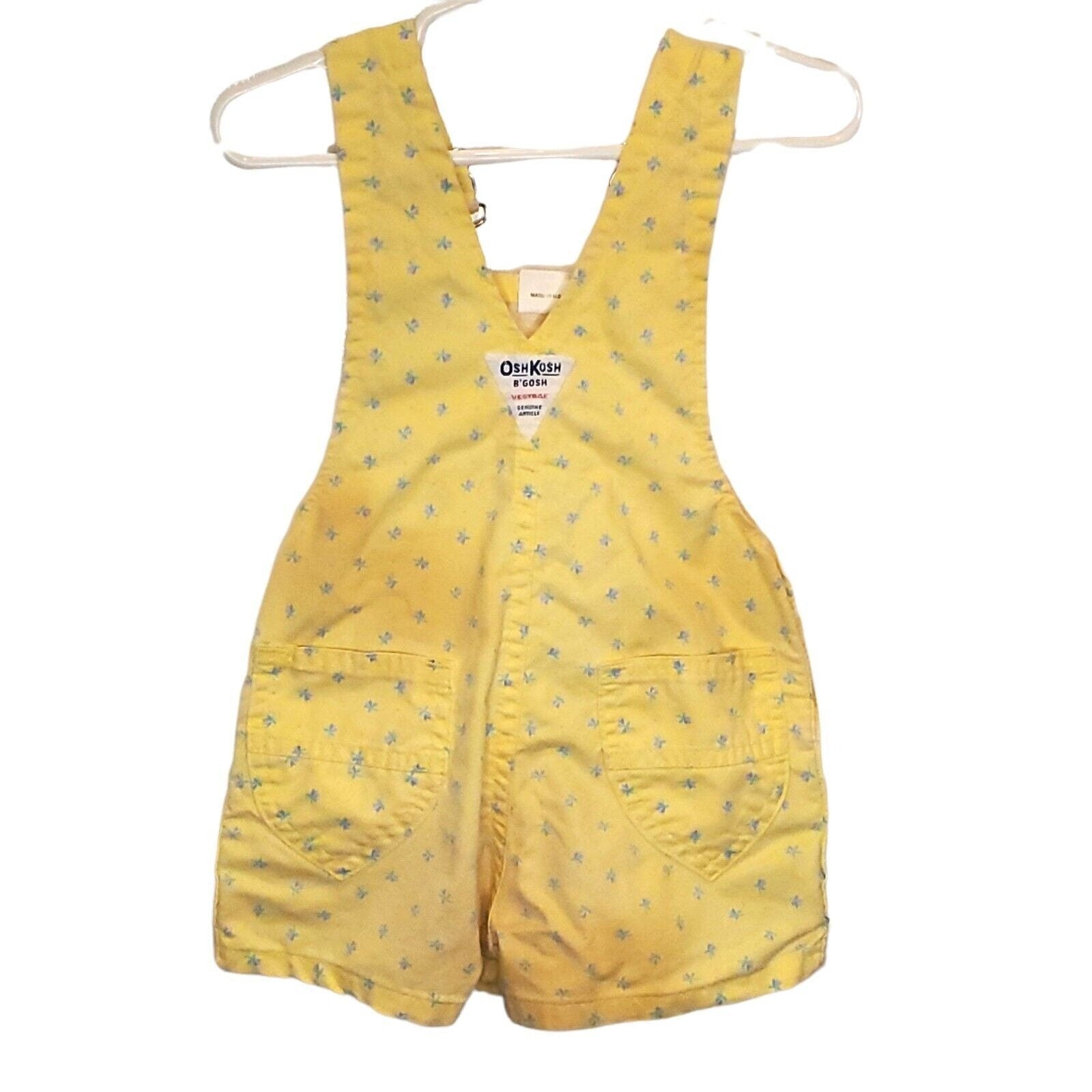 Vintage Oshkosh Yellow Floral Vestback Denim Shortalls Overalls 3t Usa |  Shop THRILLING