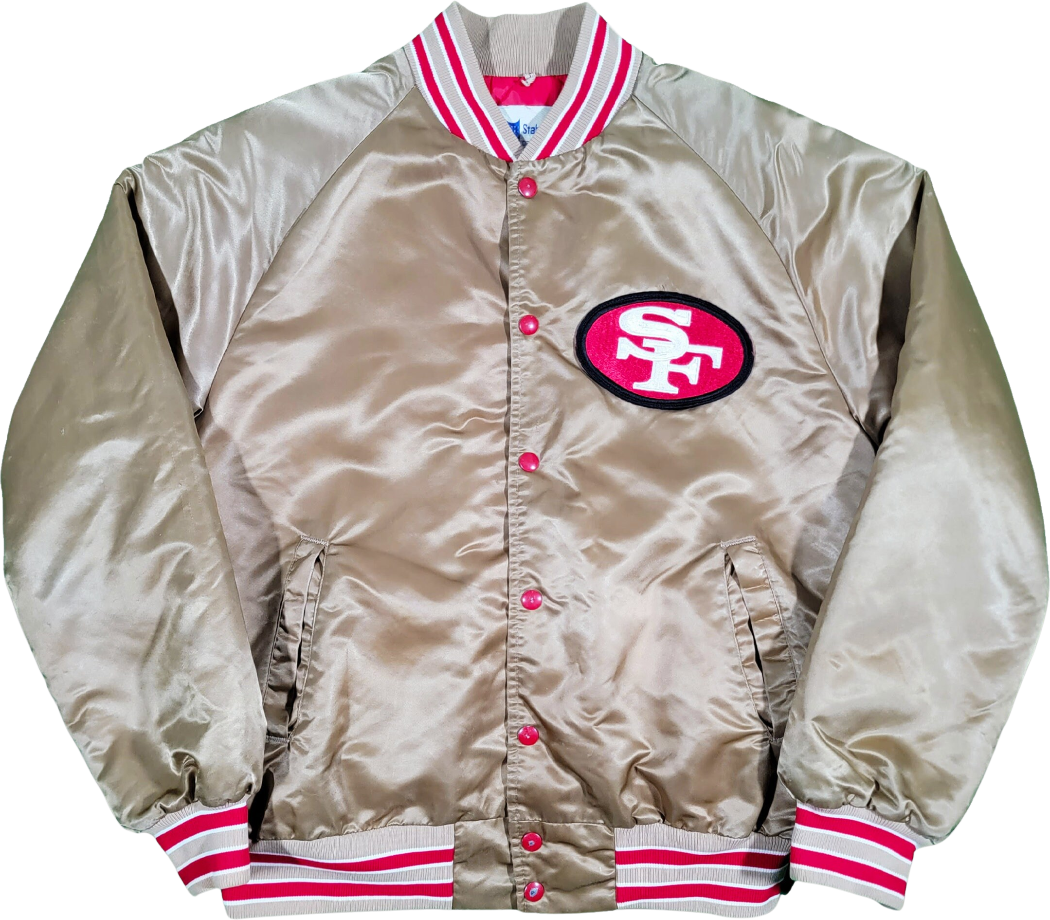 Medium Vintage Gold San Francisco 49ers Chalk Line Starter Style Satin  Jacket