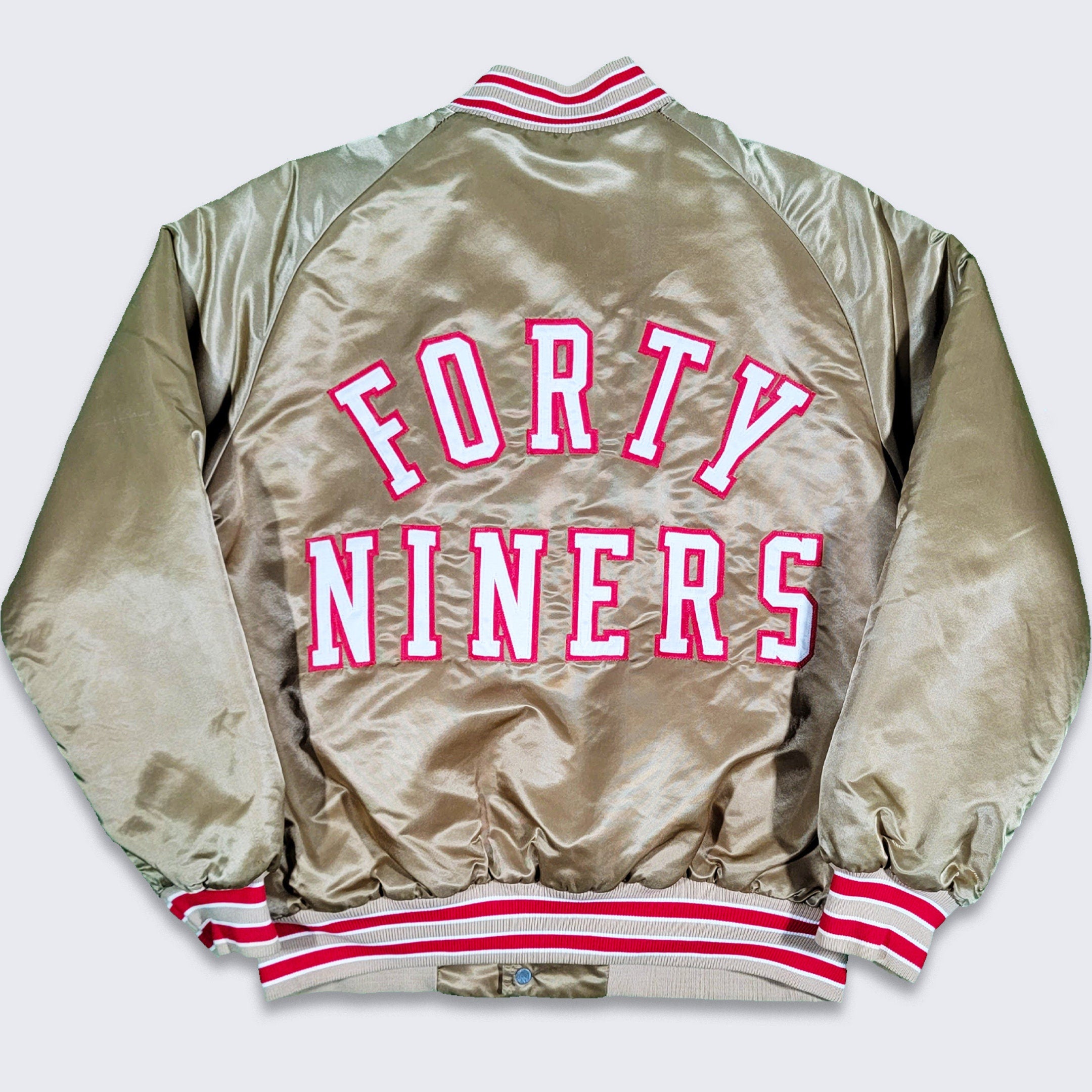 San Francisco 49ers Vintage 90s Chalk Line Satin Bomber Jacket 