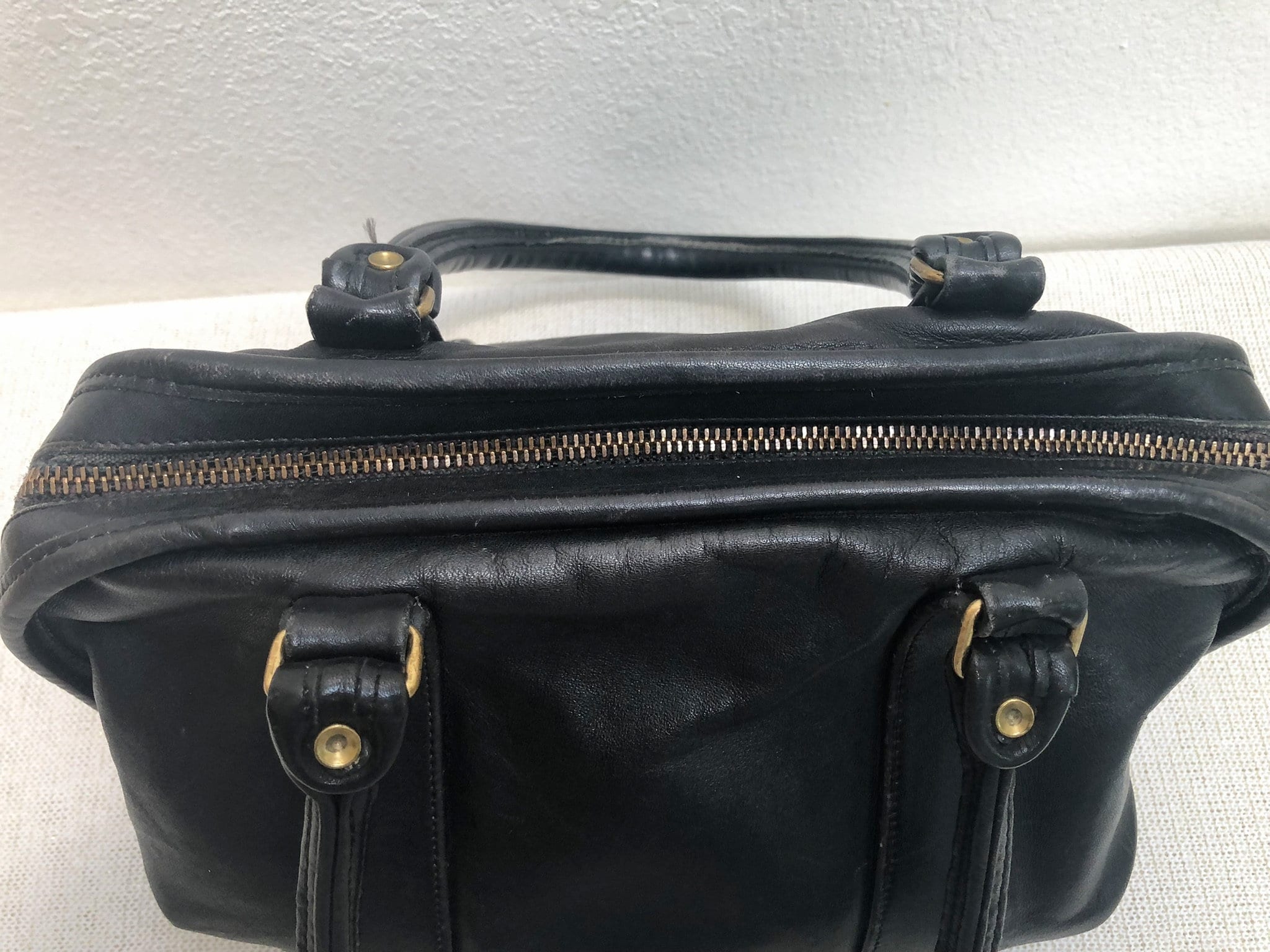 Vintage Coach Soft Satchel In Black Leather Doctor Bag Hand Bag Purse 1987  by