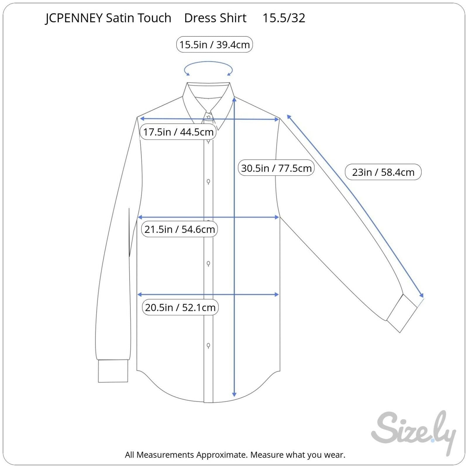 Jcpenney Satin Touch Vintage 70s Men Dress Shirt Long Sleeve 15. 5-32