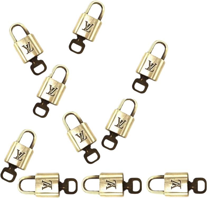 Vintage Louis Vuitton Gold Lock Keepall Speedy Alma 10 Sets Brass and