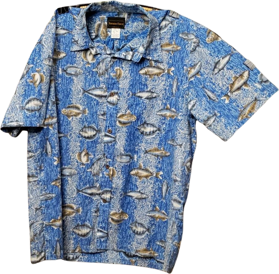 60s Men's Blue Fish Hawaiian Flavor Shirt, XL -  Canada