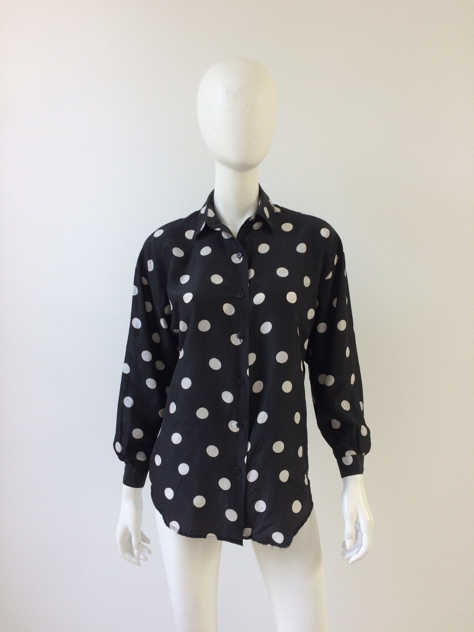 0000~polka dot silk classic collar shirt main image 0