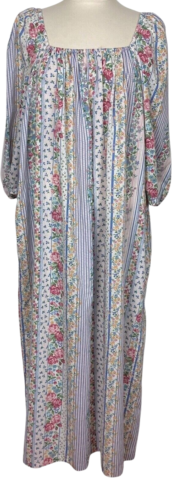 Vintage Marsha Bergen for Colonial Gown House Dress L Roses Cottagecor