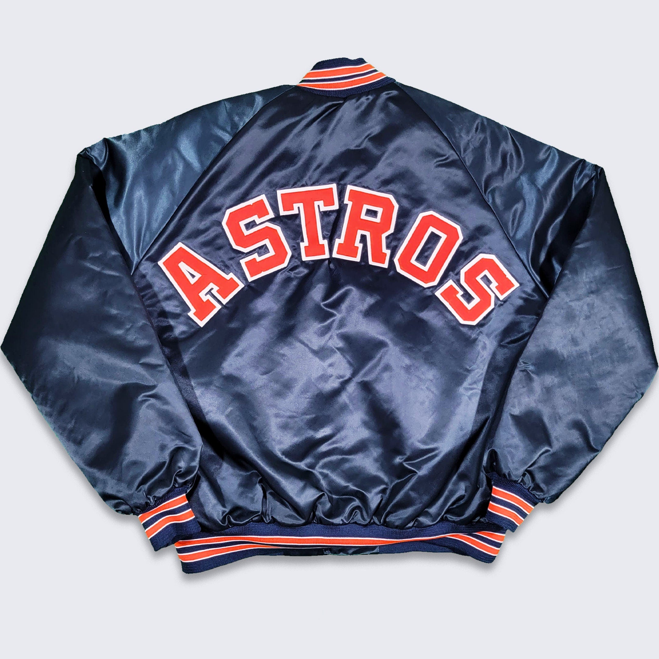 Houston Astros Vintage 80s Chalk Line Satin Bomber Jacket - Size Xl