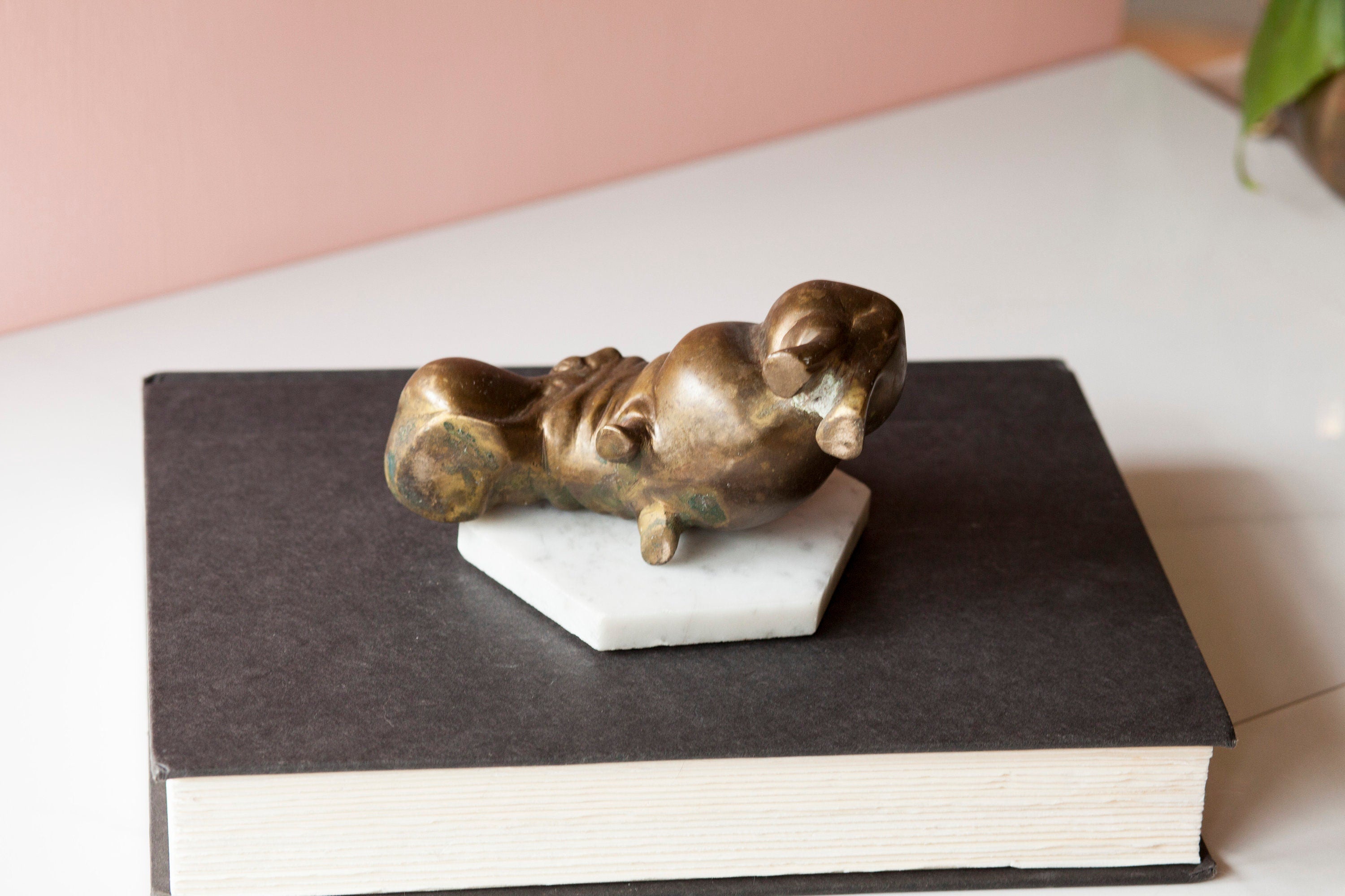 Brass Hippo Figurine Vintage Mid Century Shelf Decor | Shop THRILLING 