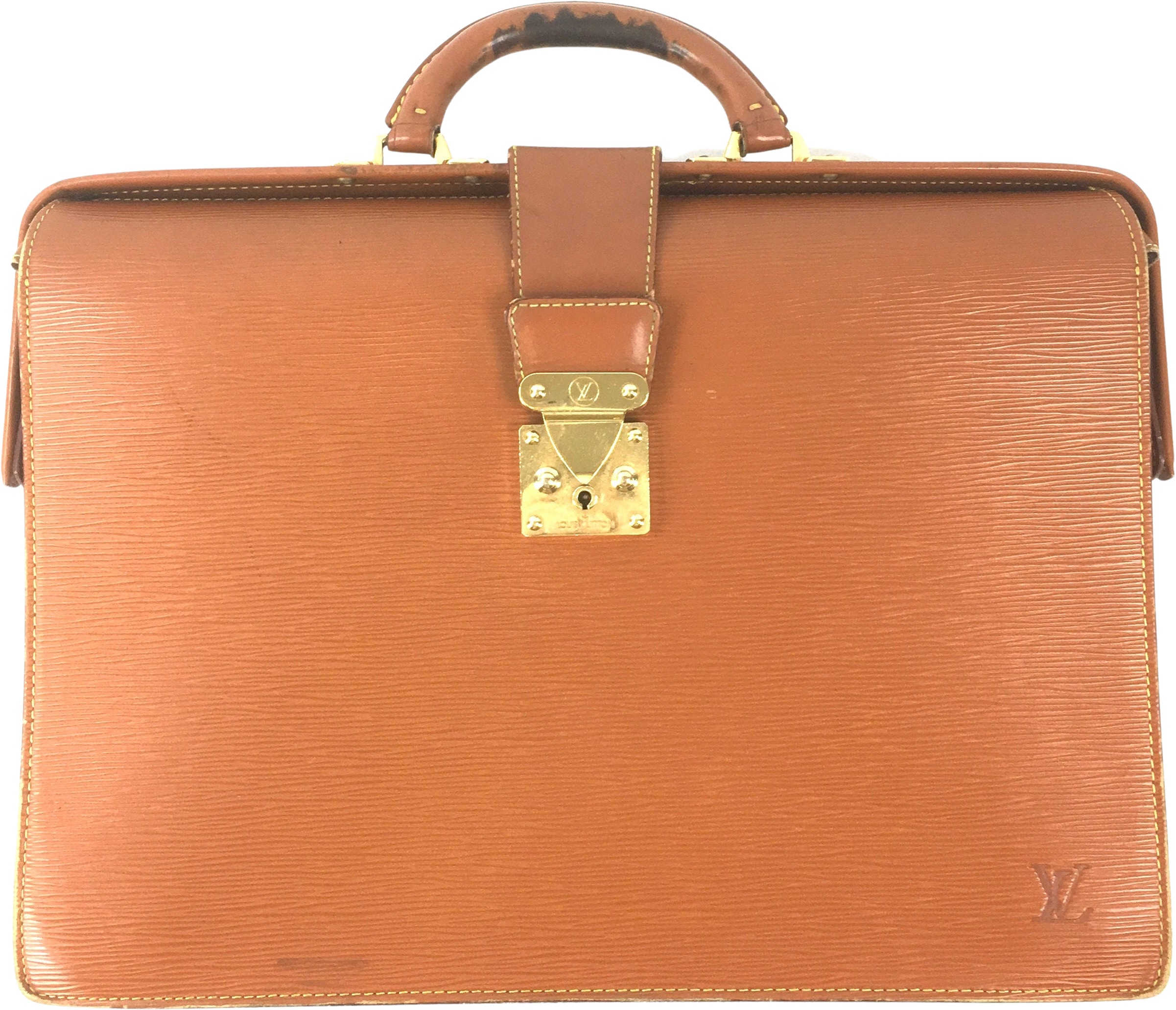 Old Serviette Fermoir Briefcase Hand Bag(Brown)