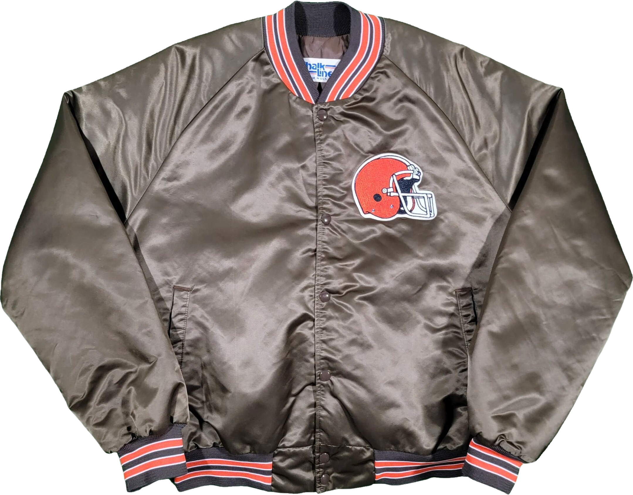 Cleveland Browns Vintage 80s Chalk Line Satin Bomber Jacket Nfl Footba