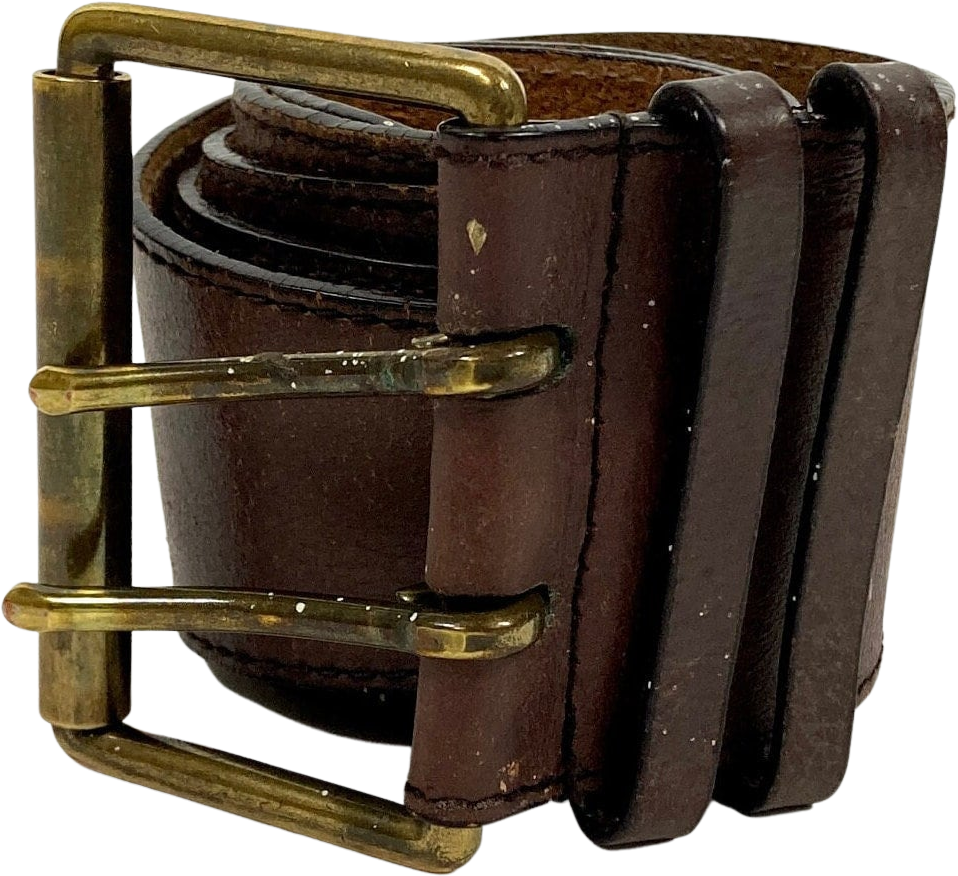 Vintage brown leather belt w/ gold buckle