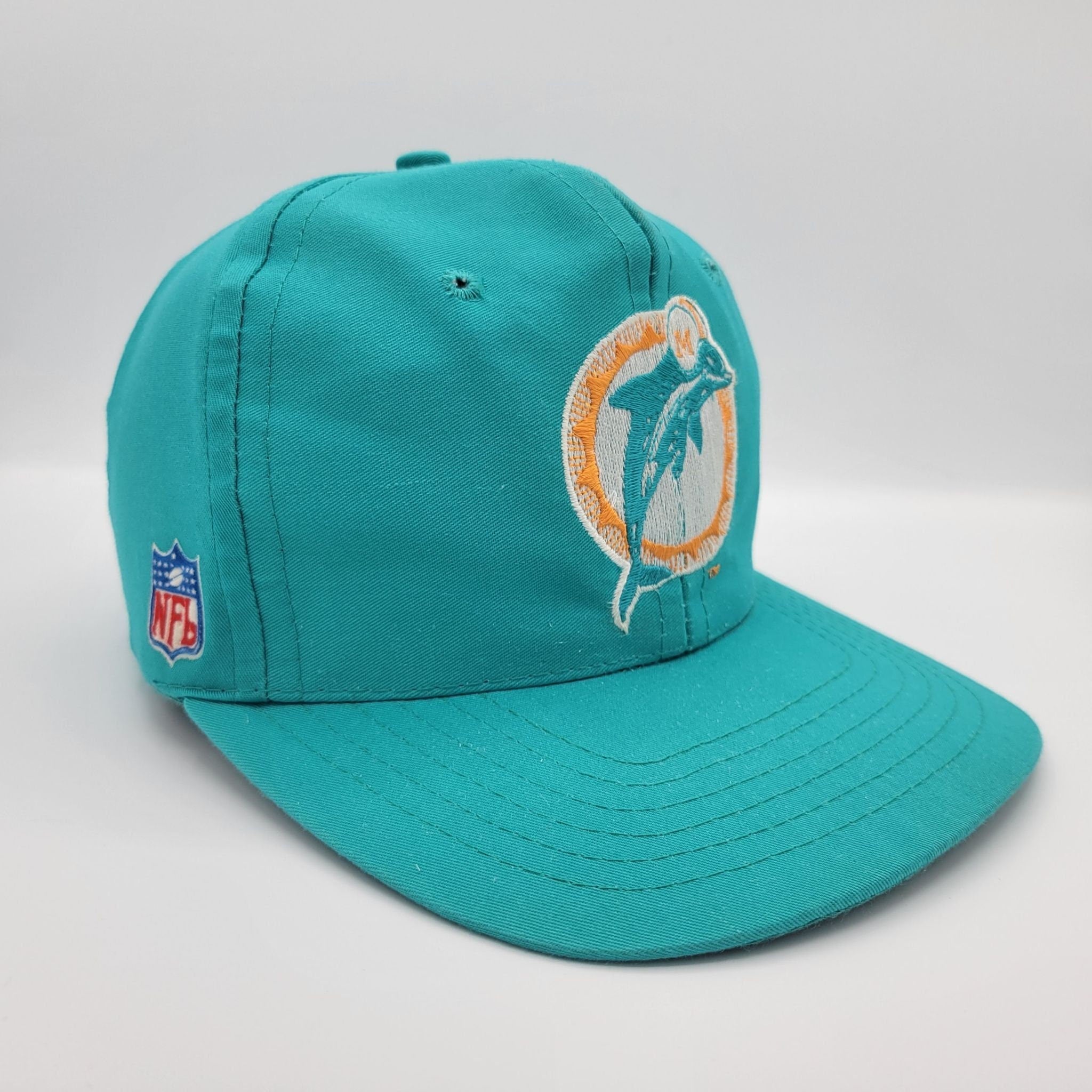 Miami Dolphins Vintage 80s Euro Cap Strapback Hat Velcro Strap Nfl Foo