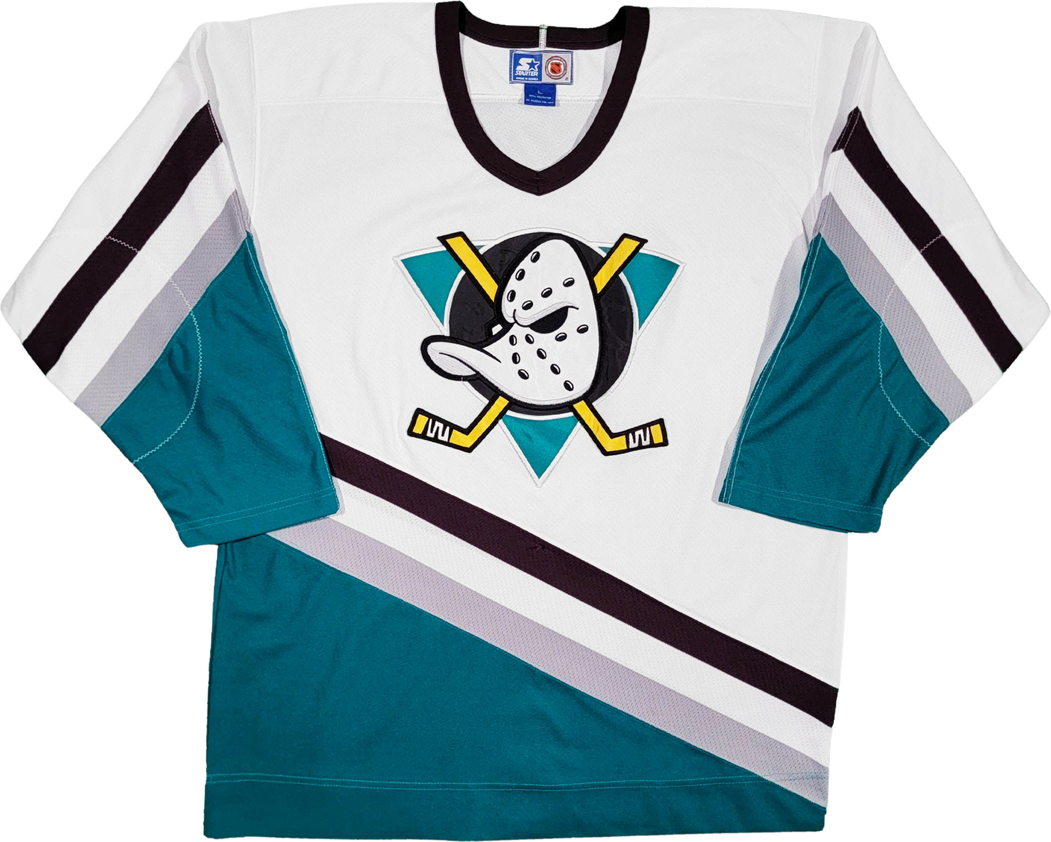 Anaheim Mighty Ducks Vintage 90s Starter Hockey Jersey White and Blue